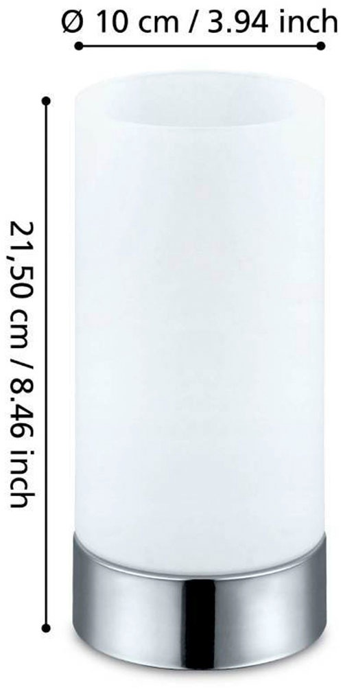 EGLO Tischleuchte »DAMASCO 1 Tischlampe, weiß-chrom, exkl.Leuchtmittel, Schalter am Kabel«, 1 flammig, Leuchtmittel E27 | Leuchtmittel wechselbar-ohne Leuchtmittel, Nachttischlampe, Schreibtisch, Büro, elegant und zeitlos, 21,5x10cm
