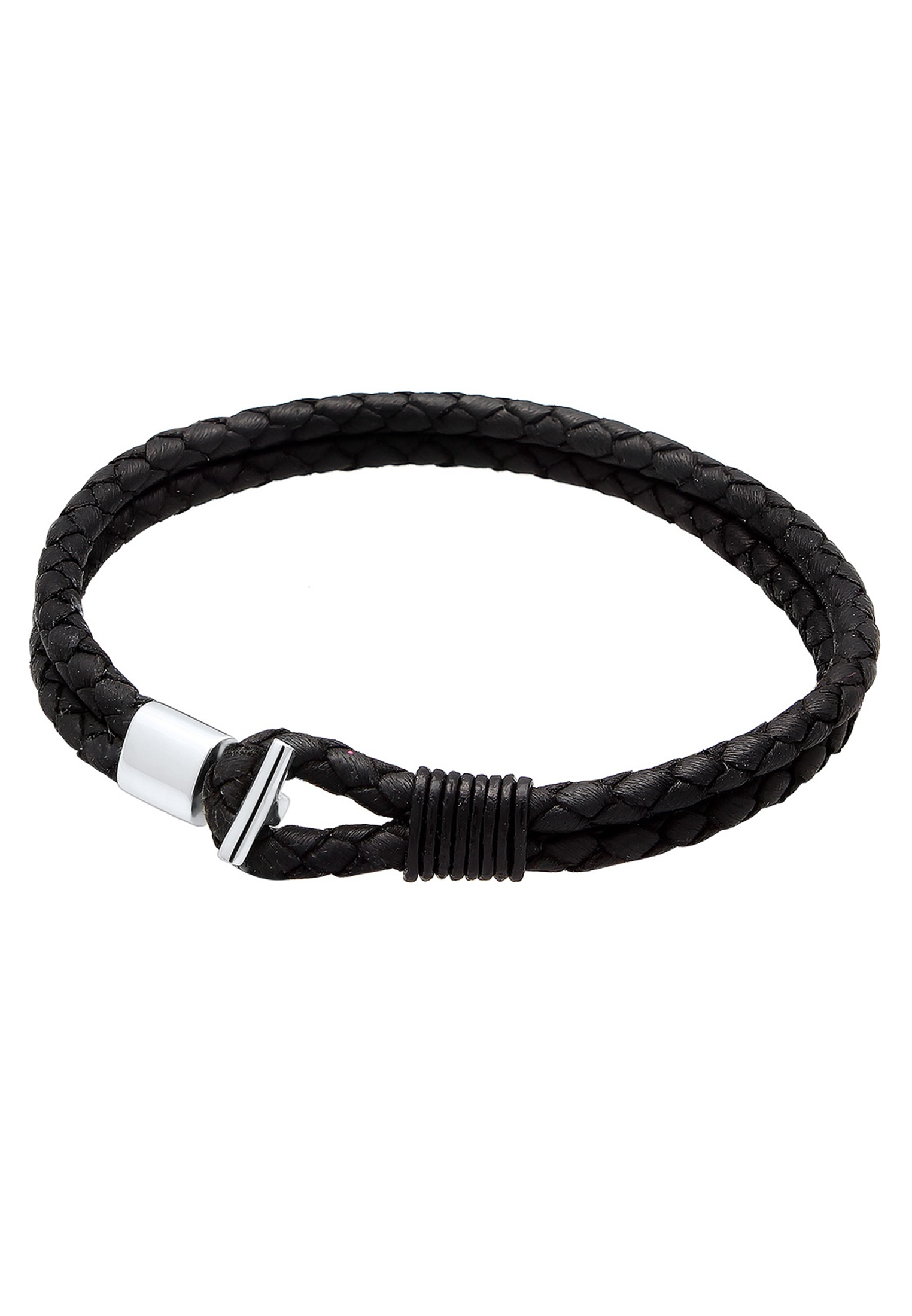 Kuzzoi Armband »Haken Echtleder Basic Cool 925 Sterling Silber«