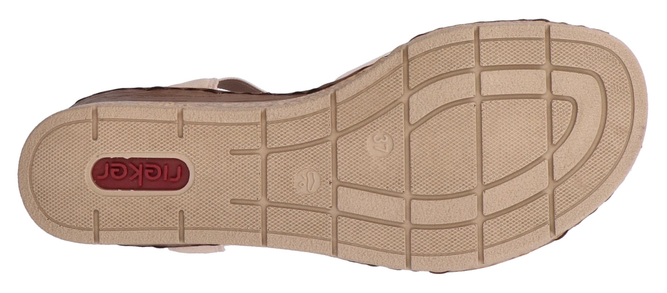 Rieker Keilsandalette  Sommerschuh, Plateausandale, Schlupfschuh mit seitlichen Gummizügen