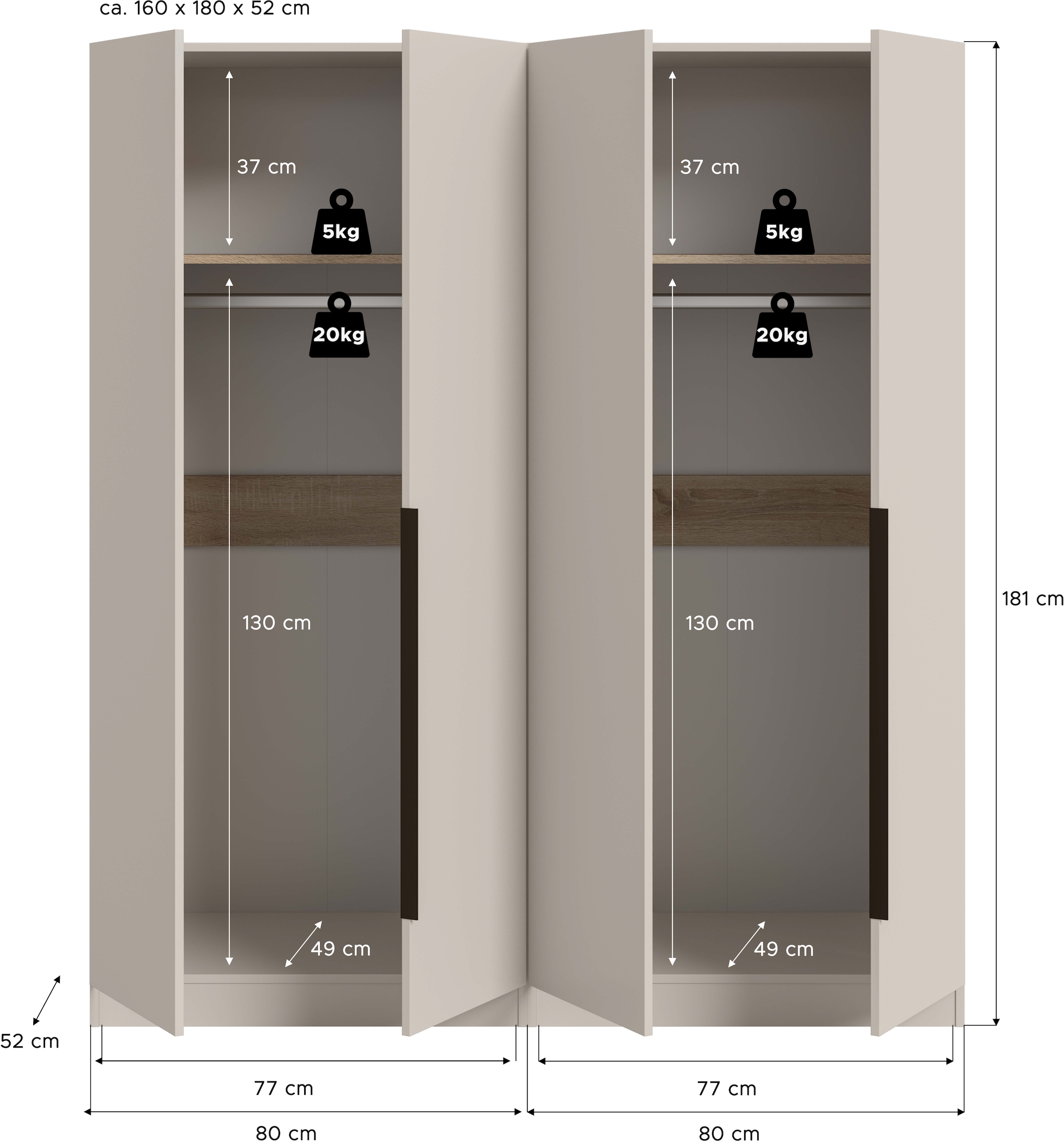 Home affaire Schrank-Set »Skarde moderner Kleiderschrank Schlafzimmerschrank« wähle deine beste Schrank Kombination, 1 Stk. tlg.