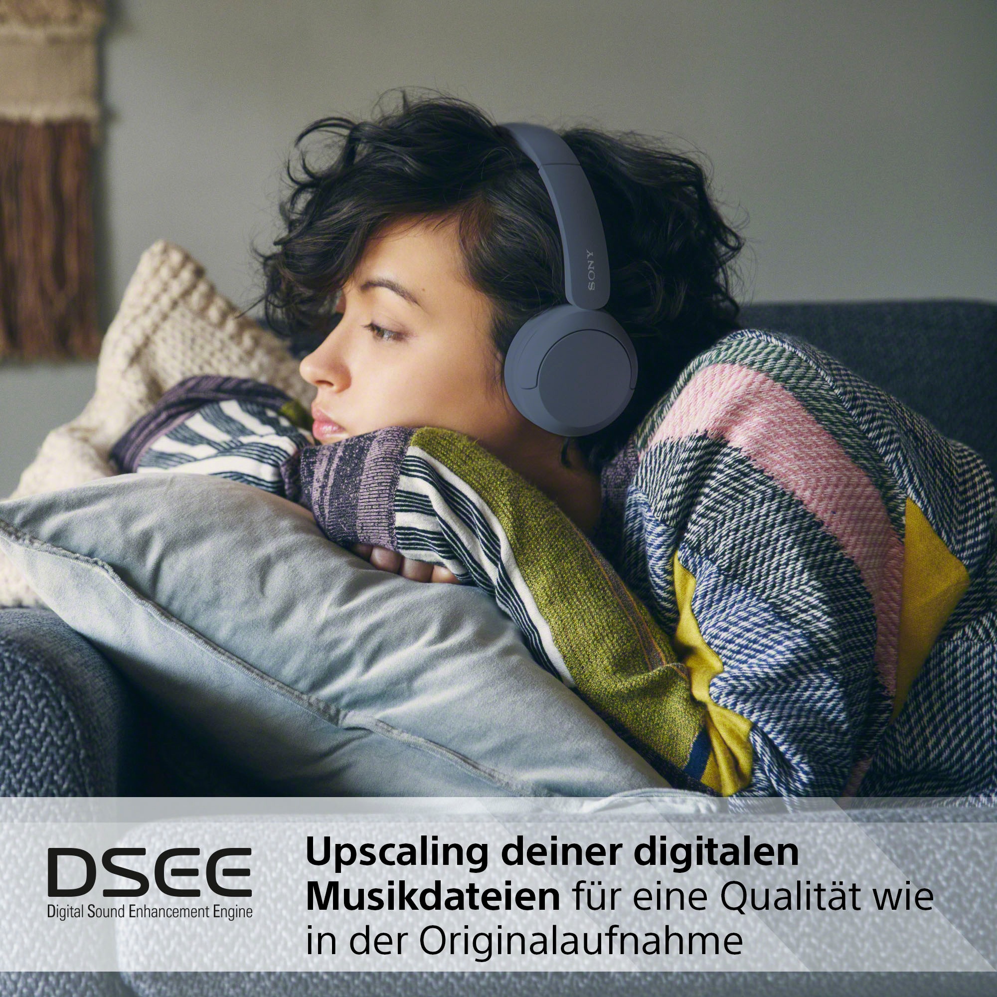 Sony Bluetooth-Kopfhörer »WHCH520«, Bluetooth, Noise-Cancelling-Active Noise Cancelling (ANC)-Freisprechfunktion-Rauschunterdrückung-Sprachsteuerung-kompatibel mit Siri, 200 Std. Max. Akkulaufzeit (Standby)