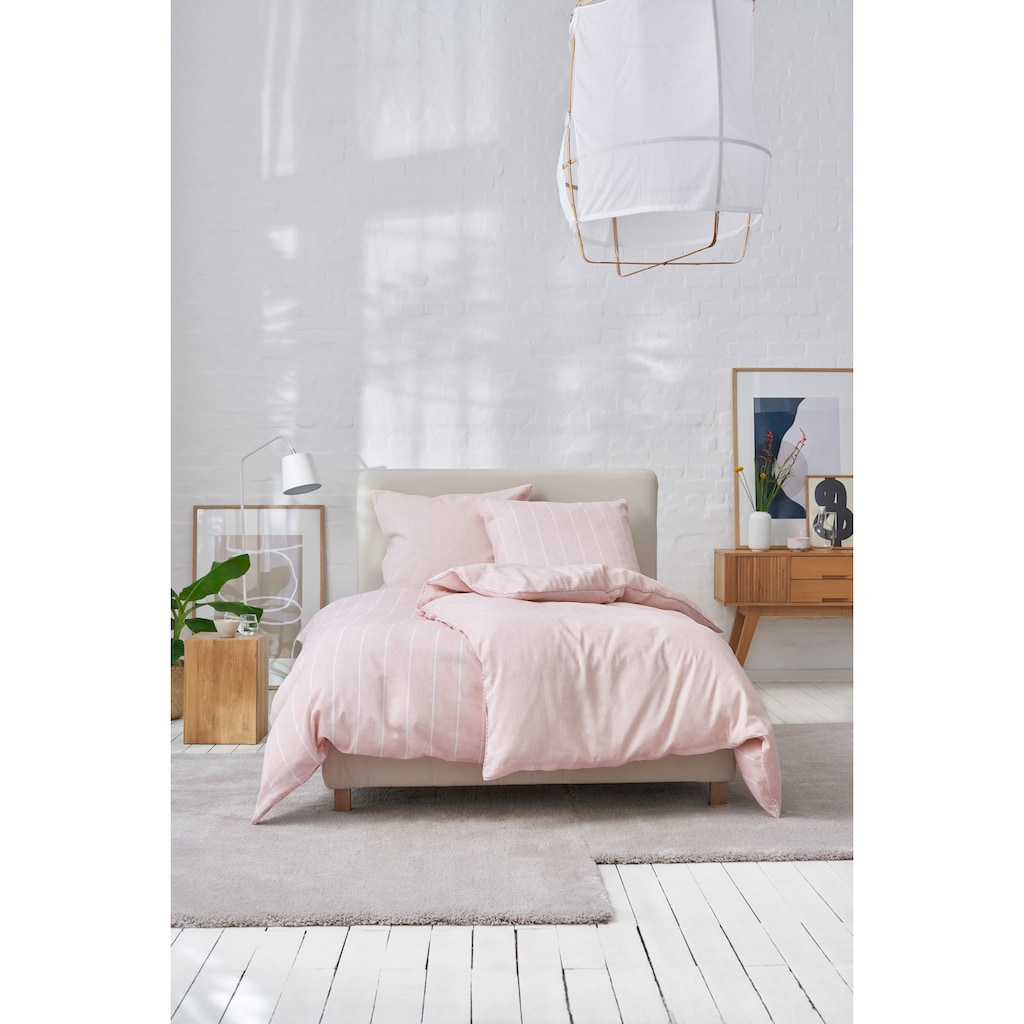 Esprit Bettwäsche »Harp Stripe«, (2 tlg.), in Renforce Qualität, 100% Baumwolle (BCI Better Cotton Initiative), Bett- und Kopfkissenbezug mit Reißverschluss, Winter- und Sommerbettwäsche