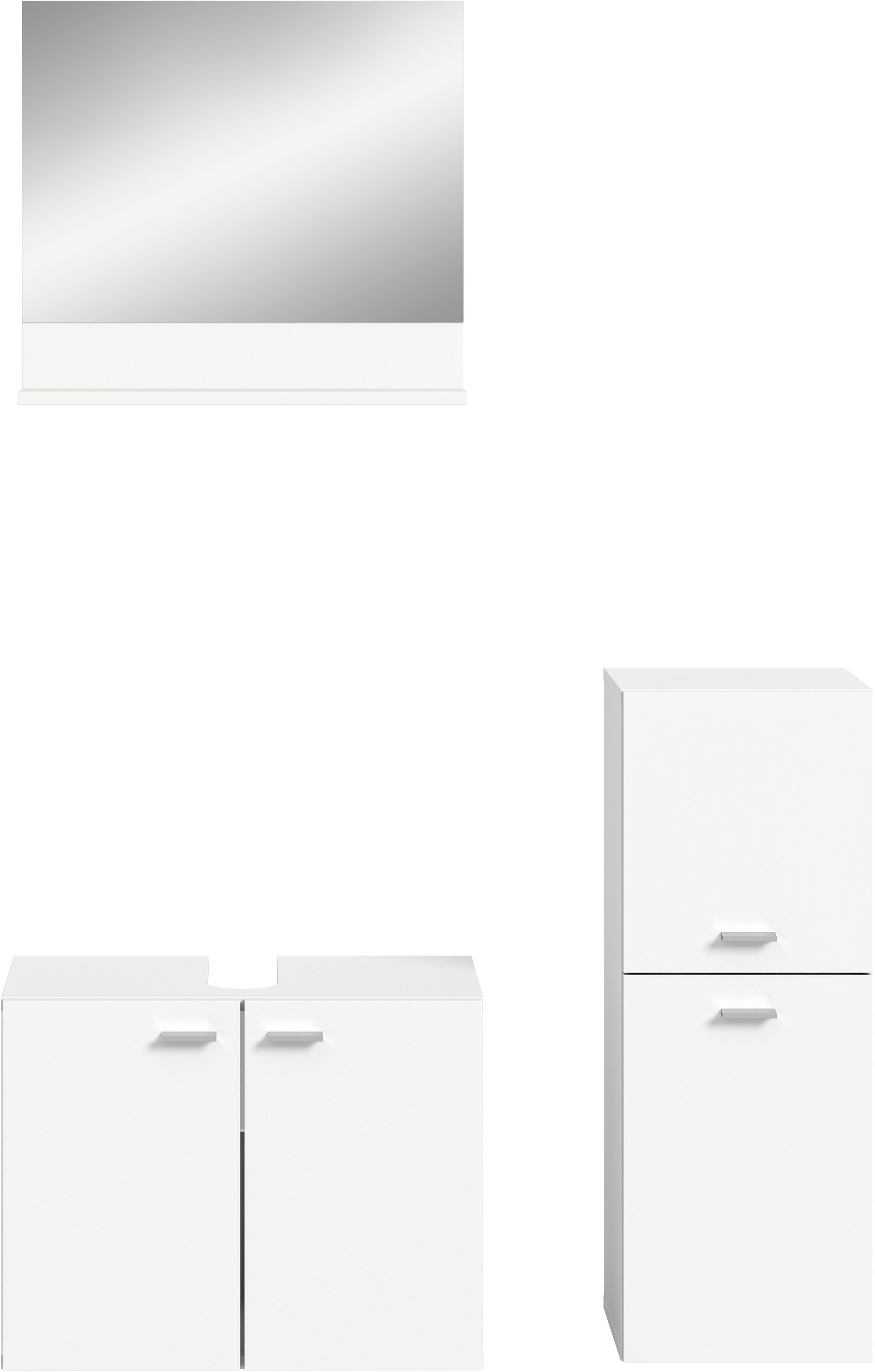 welltime Badmöbel-Set »Tampa, Breite 102cm, 3-teilig«, (3 St.), Waschbeckenunterschrank, Spiegel, Midischrank