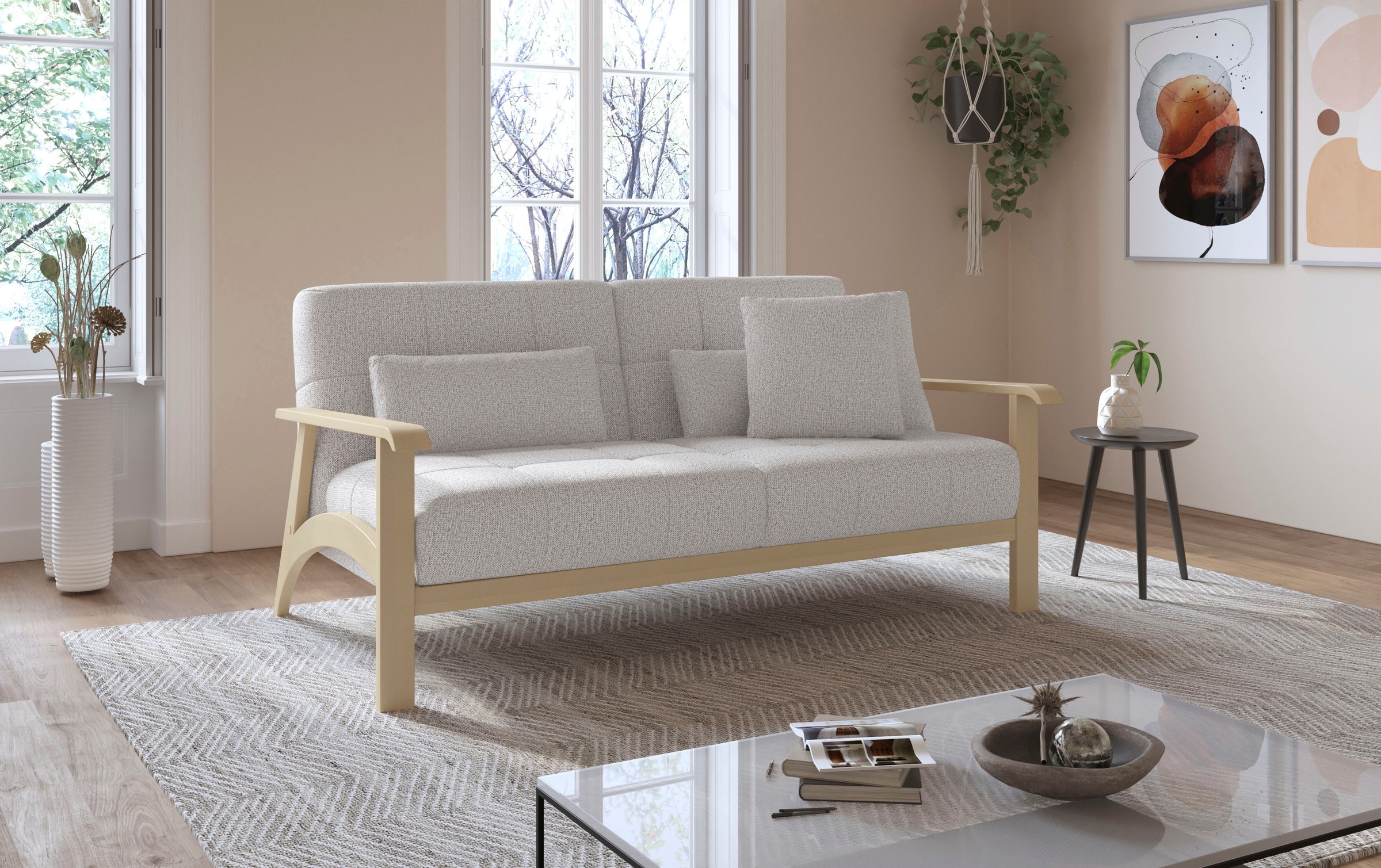 sit&more 2,5-Sitzer "Billund" Armlehnen aus eichefarbigem Buchenholz, versc günstig online kaufen