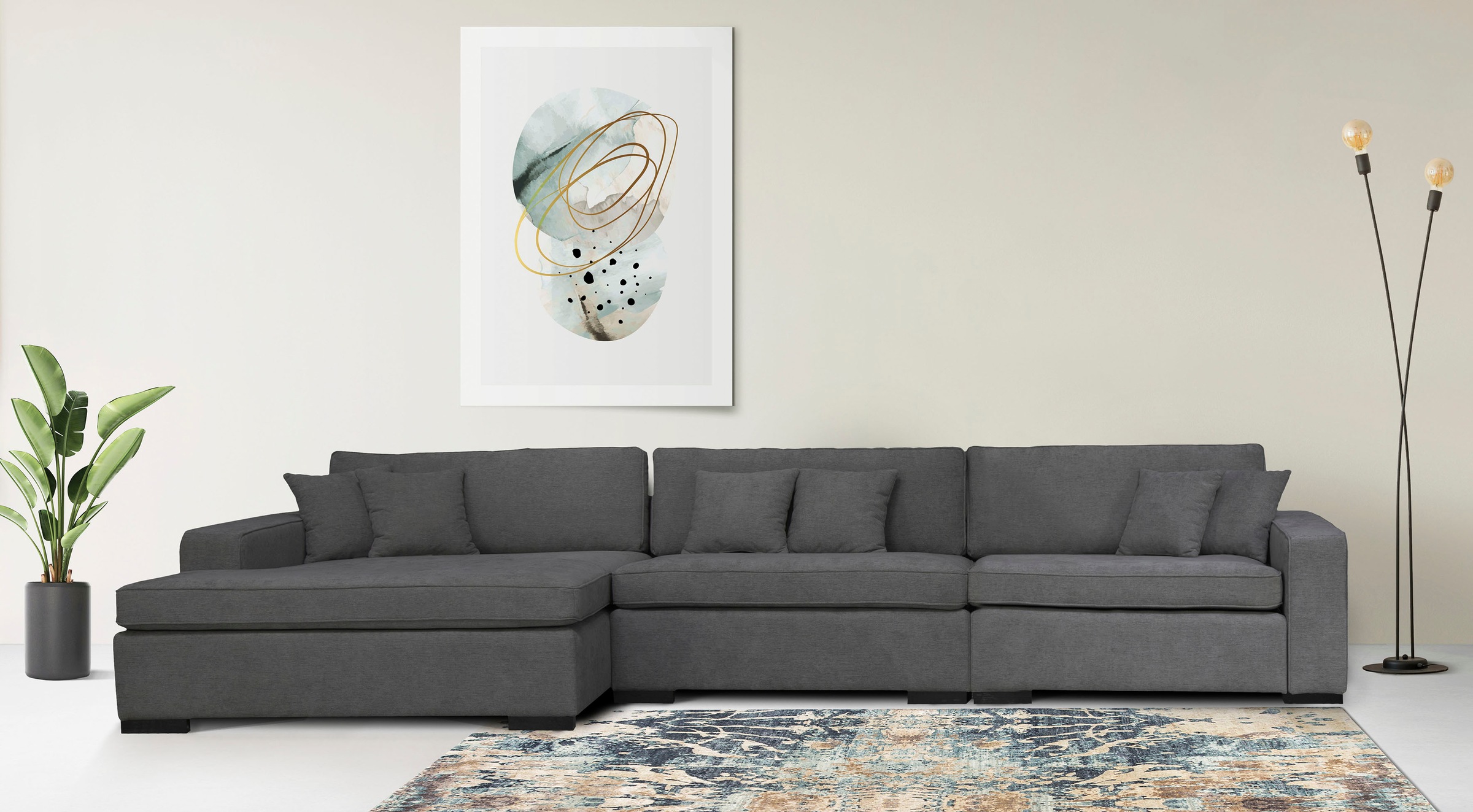 Home affaire Ottomane »Skara L-Form« Lounge-Sofa mit Federkernpolsterung, in vielen Bezugsvarianten