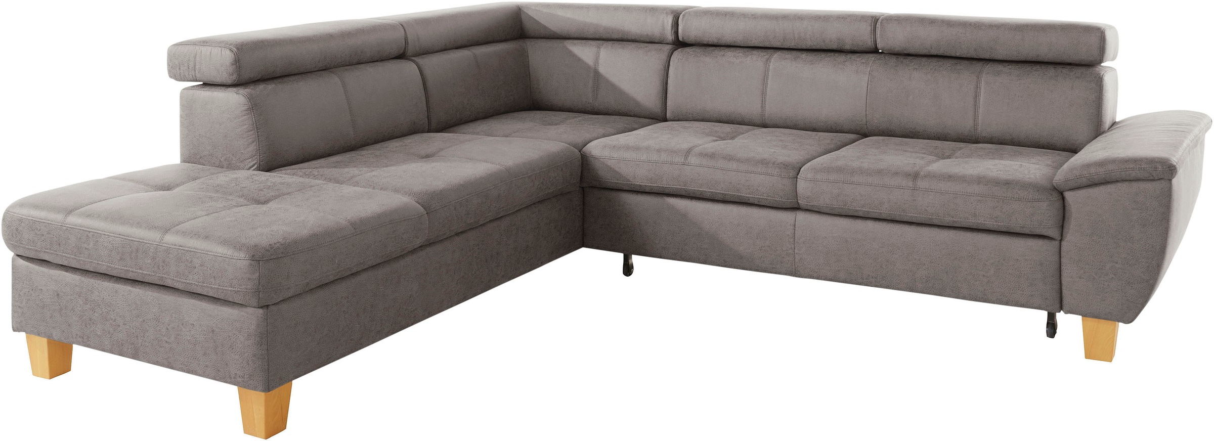 exxpo - sofa fashion Ecksofa »Enya, aufwendige Detailverarbeitung, hoher Sitzkomfort, bequem, L-Form«, mit Kopfteilverstellung, wahlweise Bettfunktion u. Bettkasten