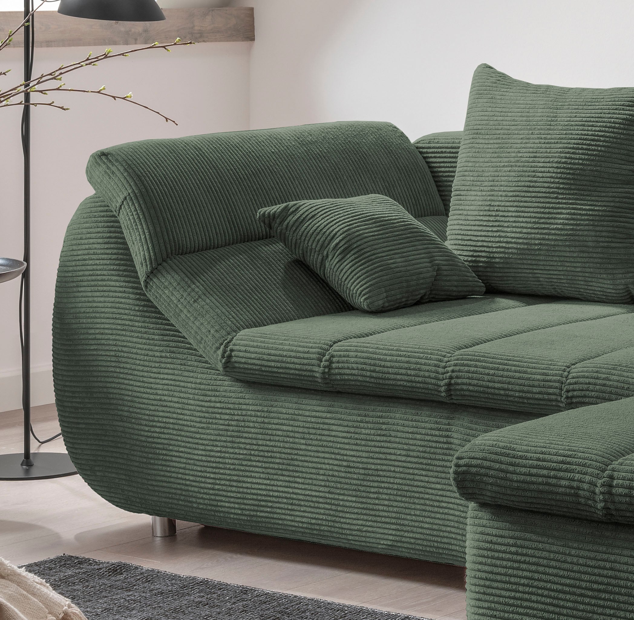 INOSIGN Ecksofa »Imola elegant und bequem, aktuelle Steppung im Sitz, L-Form«, wahlweise mit Bettfunktion