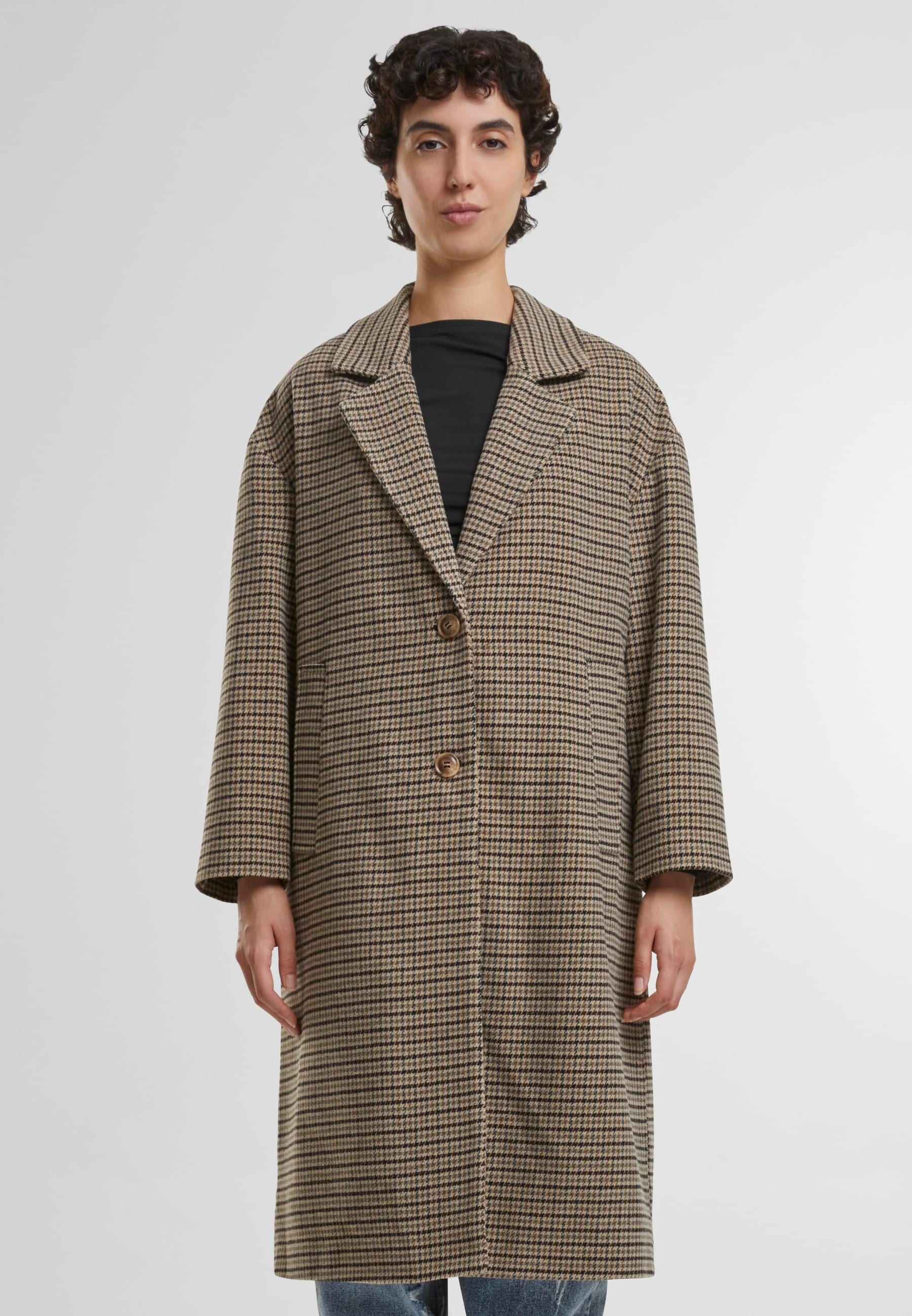 URBAN CLASSICS Winterjacke »Urban Classics Ladies Oversized Plaid Coat« 1 Stk. tlg. ohne Kapuze