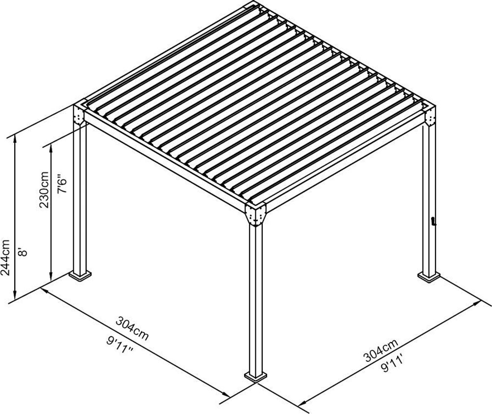 KONIFERA Pavillon »Palma«, Pergola, mit Lamellendach, Sockelmaß: 300x300 cm oder 400x300 cm