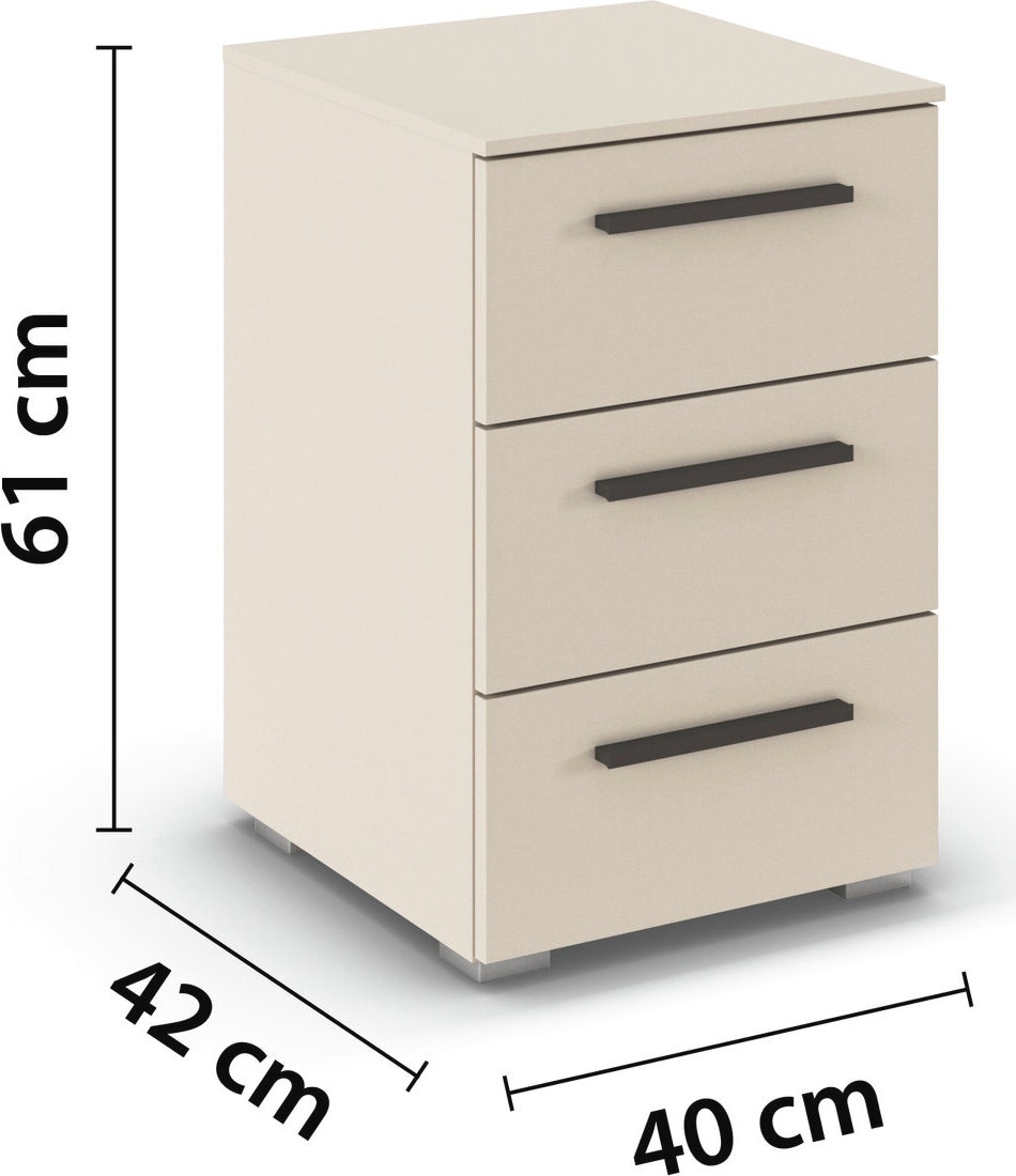 rauch Nachtkommode »Nachttisch Nachtkonsole MONTCLAR Frontauswahl Dekor/Hochglanz/Glas« Breite 40 cm / Höhe 61 cm, inkl. Soft-Close-Funktion,  mit 3 geräumigen Schubladen, viele Griffvarianten MADE IN GERMANY