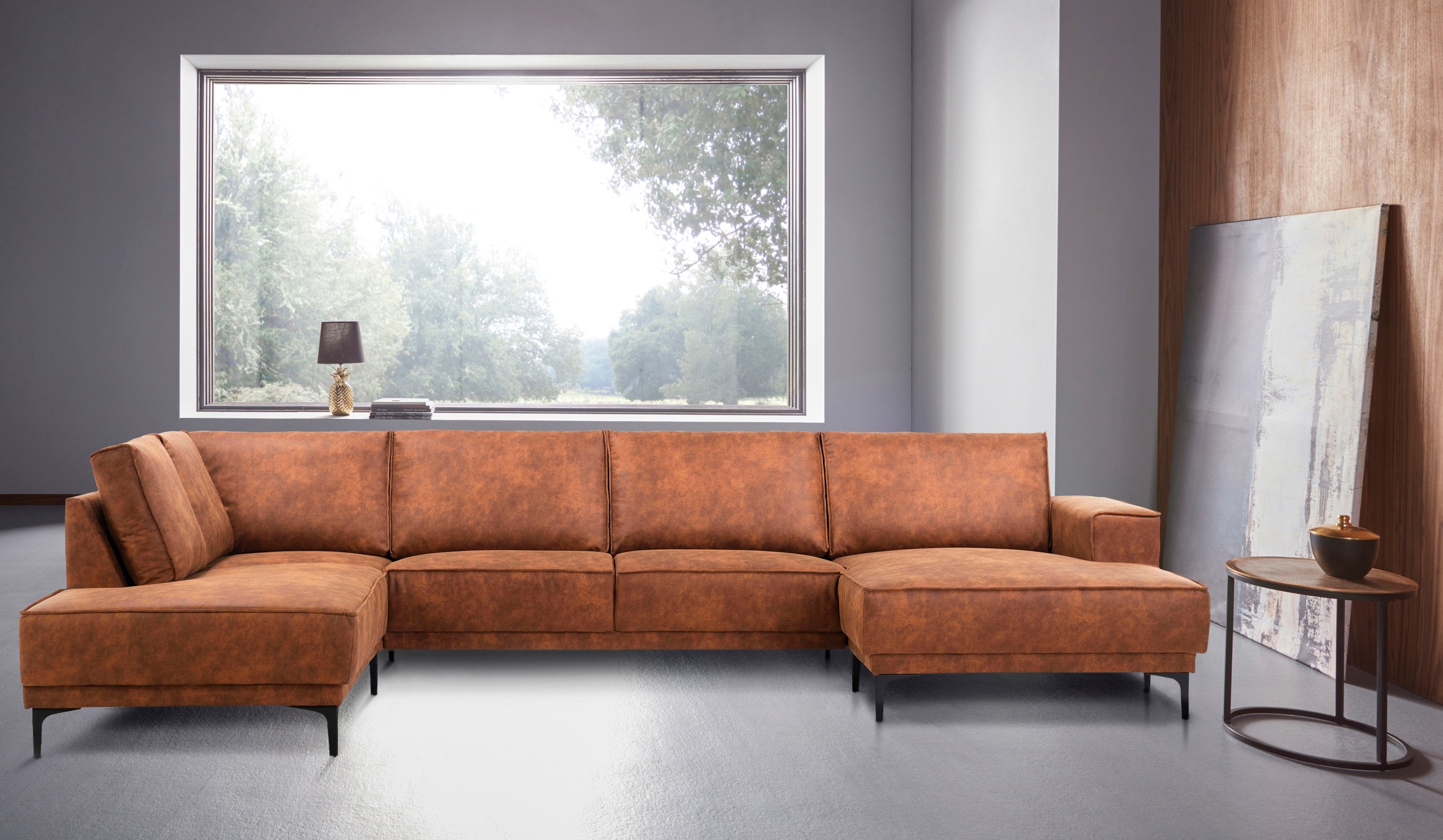 OTTO home Wohnlandschaft »XXL Sofa Oland, Struktur, Flachgewebe, Luxus-Micr günstig online kaufen