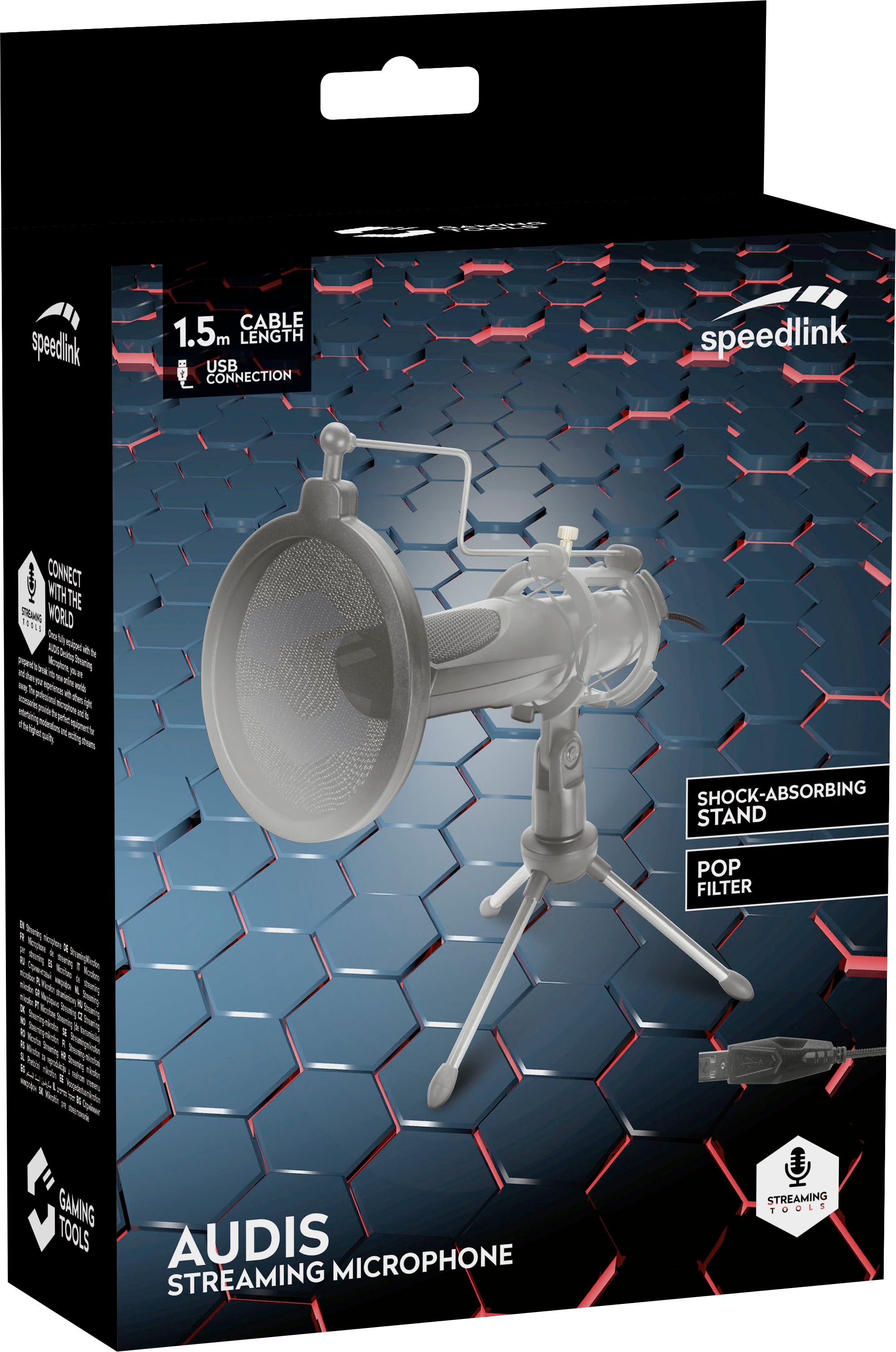 Speedlink Streaming-Mikrofon »AUDIS Desktop USB Standmikrofon für PC« Gaming Mikrofon mit Ständer und Popfilter