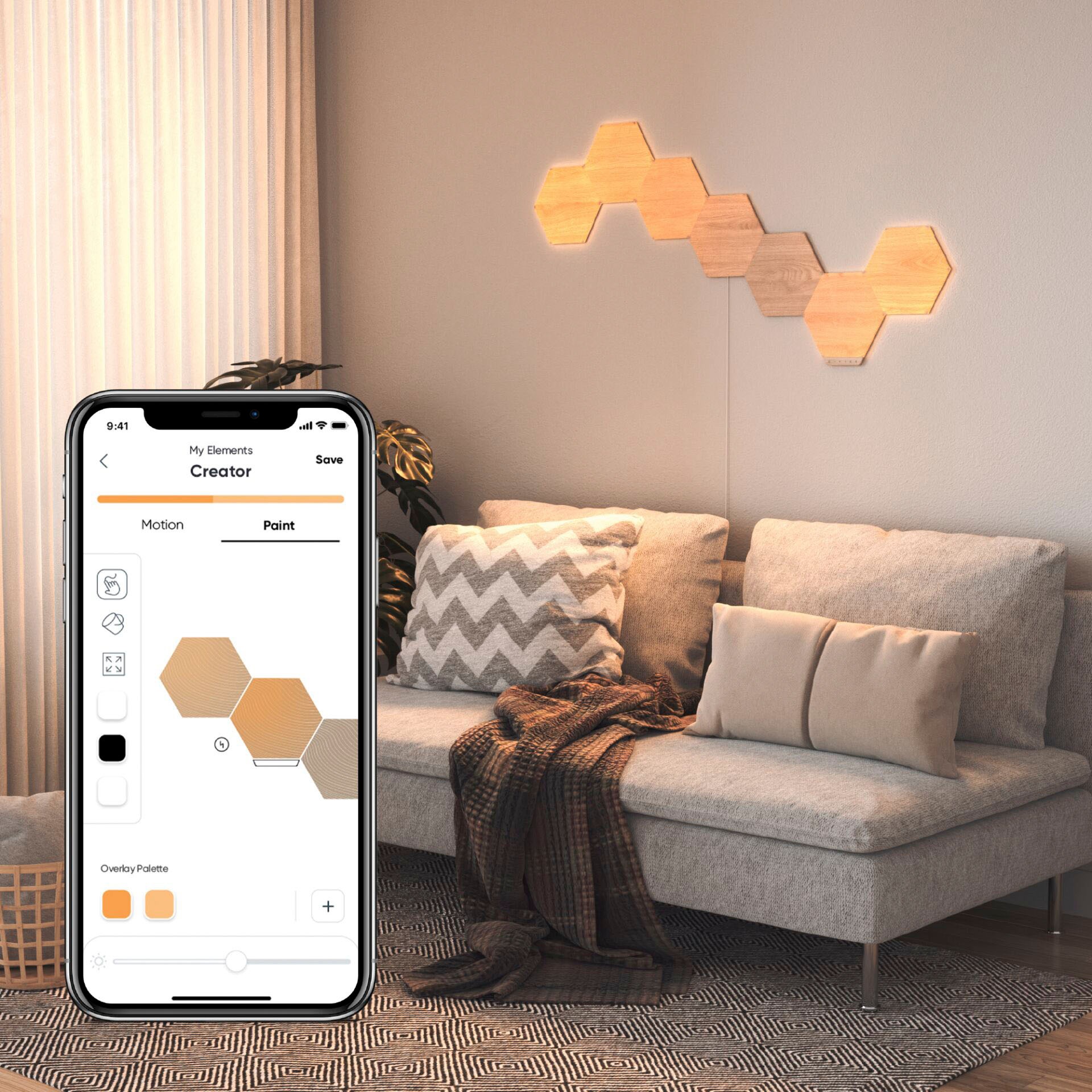 nanoleaf Dekolicht »Elements Wood Look«, Smarte Technologie und elegante Beleuchtung