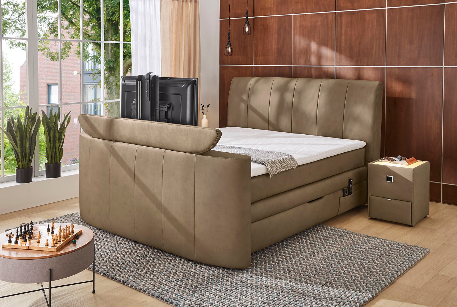 Jockenhöfer Gruppe Boxspringbett »Bel Air«, mit versenkbarem TV-Lift (für bis zu 40 Zoll), Fernbedienung und Bettkasten/Stauraum
