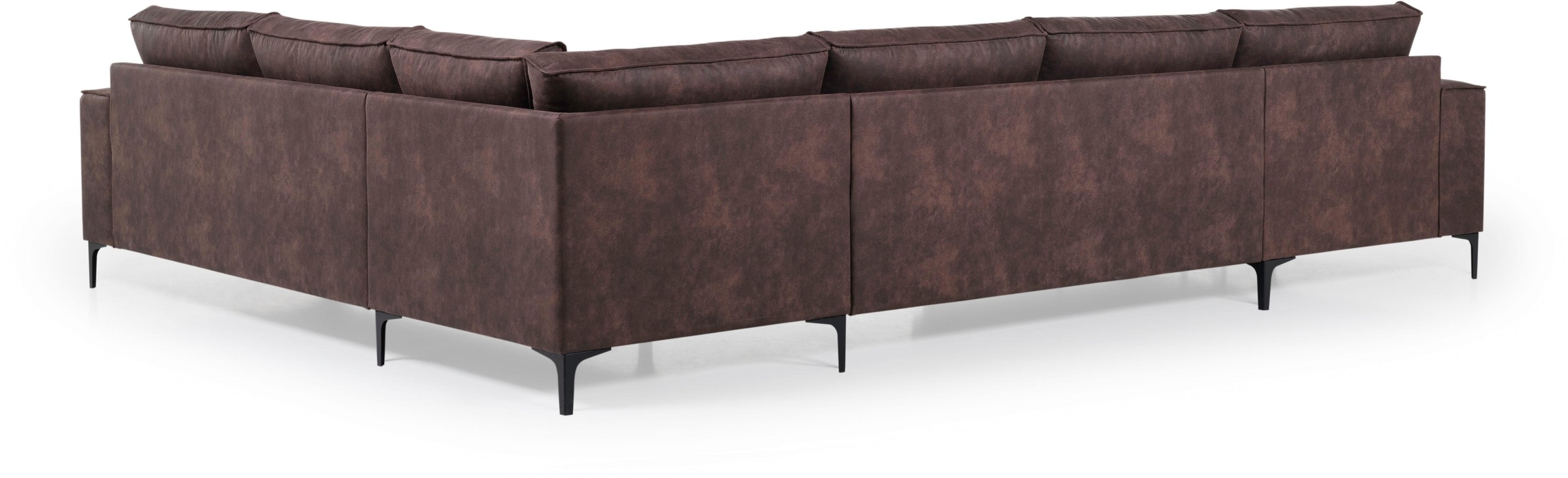 Places of Style Wohnlandschaft »XXL Sofa Oland, Struktur, Flachgewebe, Luxus-Microfaser, Boucle«, U-Form, 342 cm, Wellenunterfederung, Skandi-Design, Metallfüße
