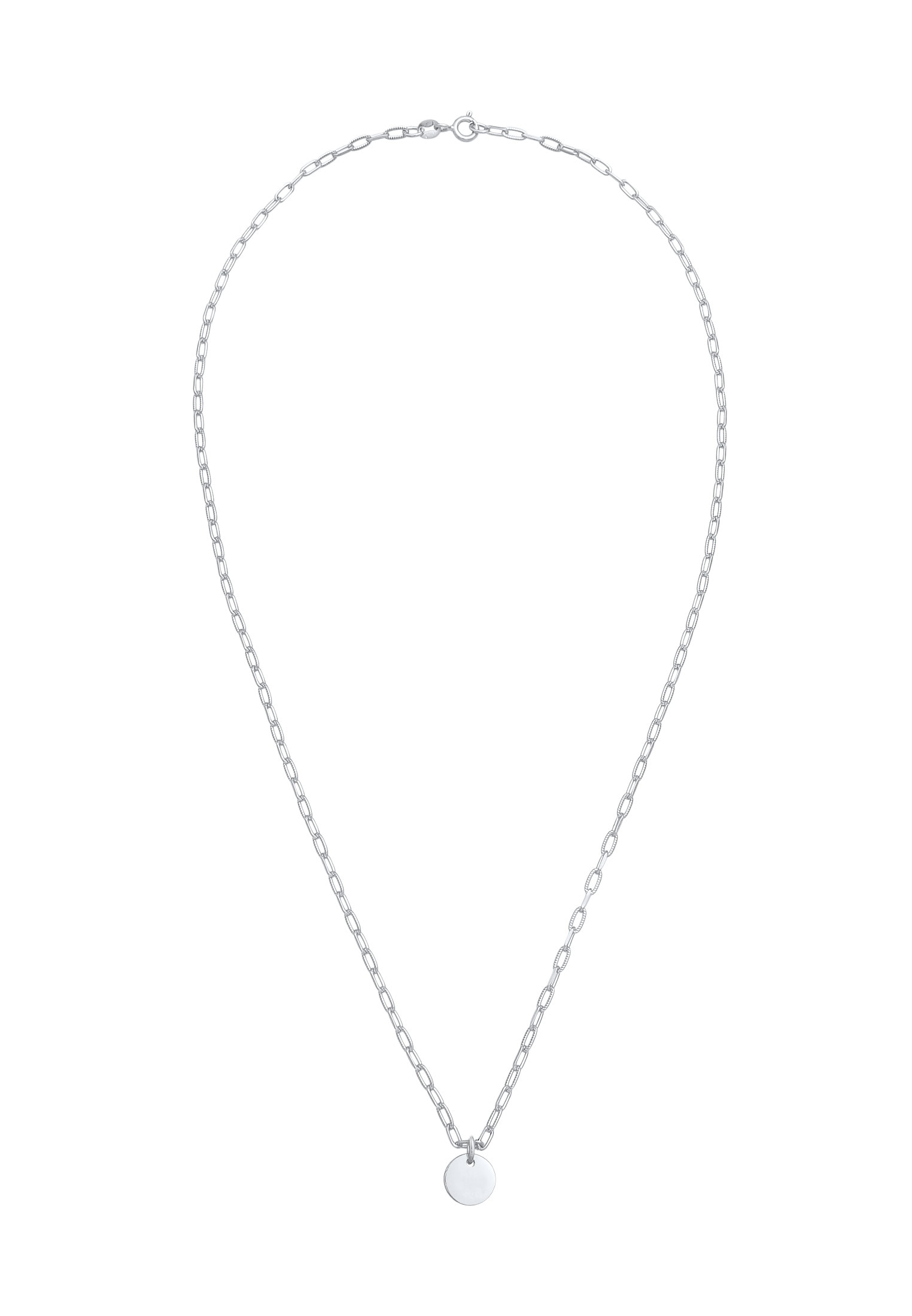 Elli Kette mit Anhänger »Plättchen Coin Gliederkette Trend 925 Silber«