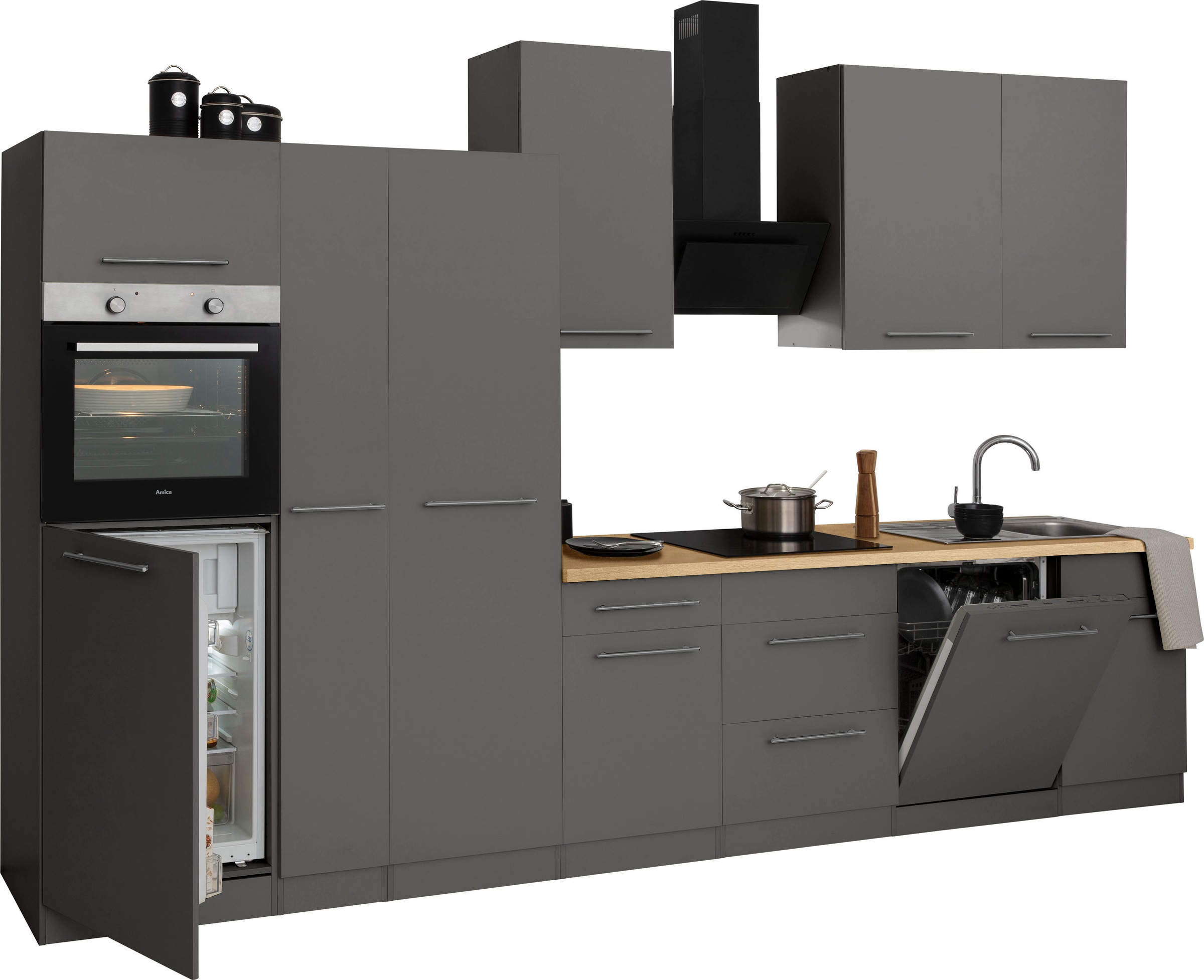 wiho Küchen Küchenzeile »Unna«, mit E-Geräten, Breite 360 cm