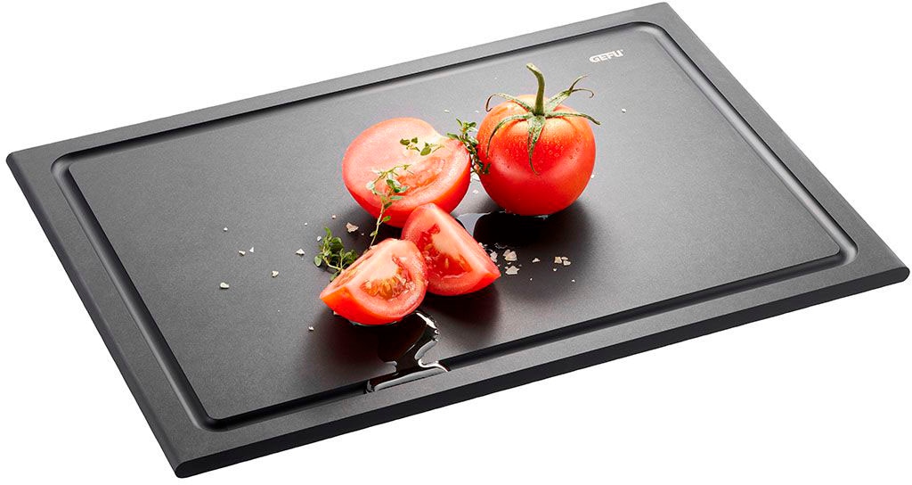 GEFU Schneidebrett »SLIZE«, (1 St.), Holzverbundstoff aus 80 % recyceltem Material, Saftrille