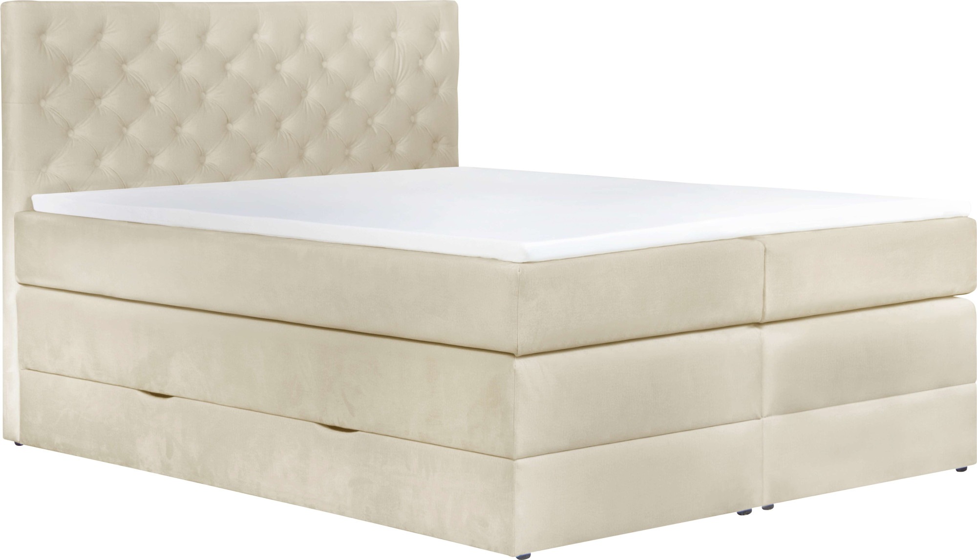 Home affaire Boxspringbett »SELJORD mit Bettkasten, Matratze und Topper, Breite 160 oder 180 cm« Bonnell- oder Taschenfederkernmatratze (H2, H3, H4), mit Knopfheftung