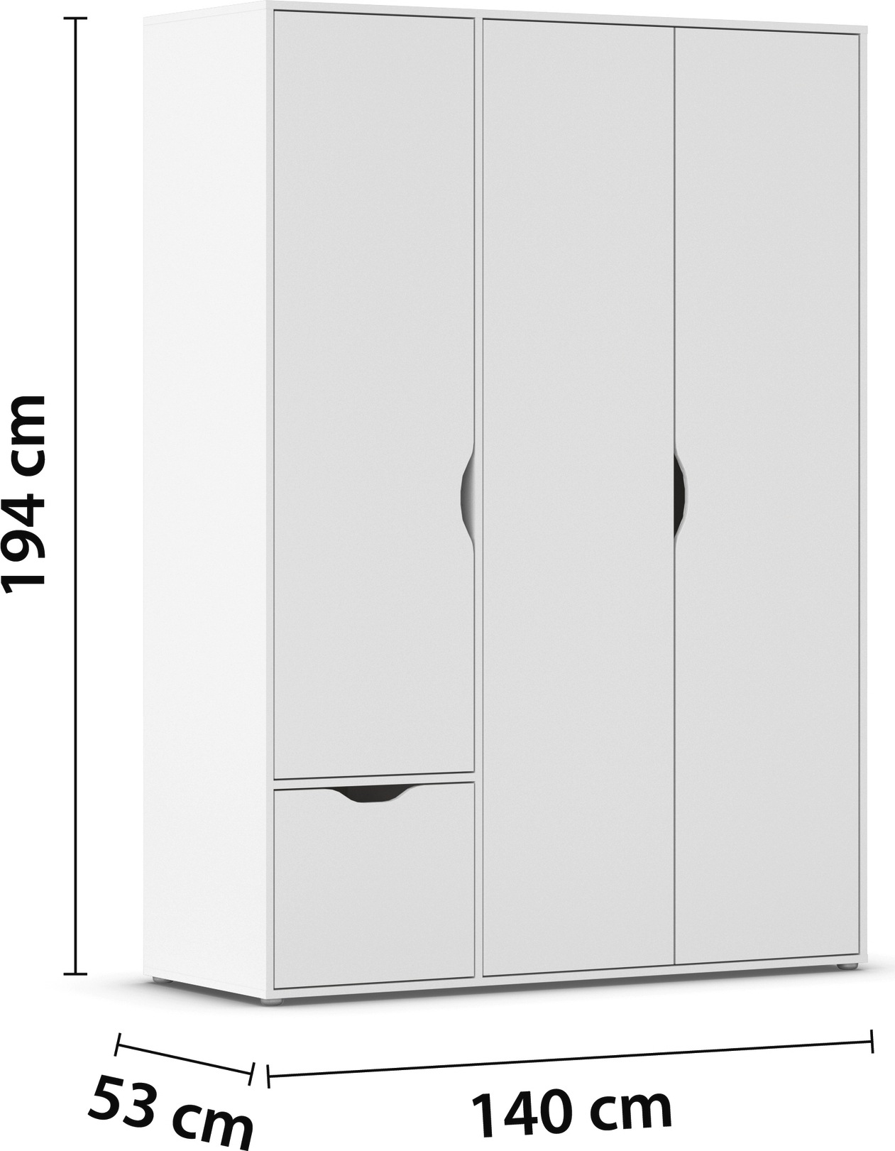 rauch Drehtürenschrank »Kleiderschrank Schrank Garderobe Wäscheschrank NARAI mit Schubladen«, (in 3 verschiedenen Ausstattungen BASIC/CLASSIC/PREMIUM), Griffausfräsungen für eine grifflose Optik TOPSELLER MADE IN GERMANY