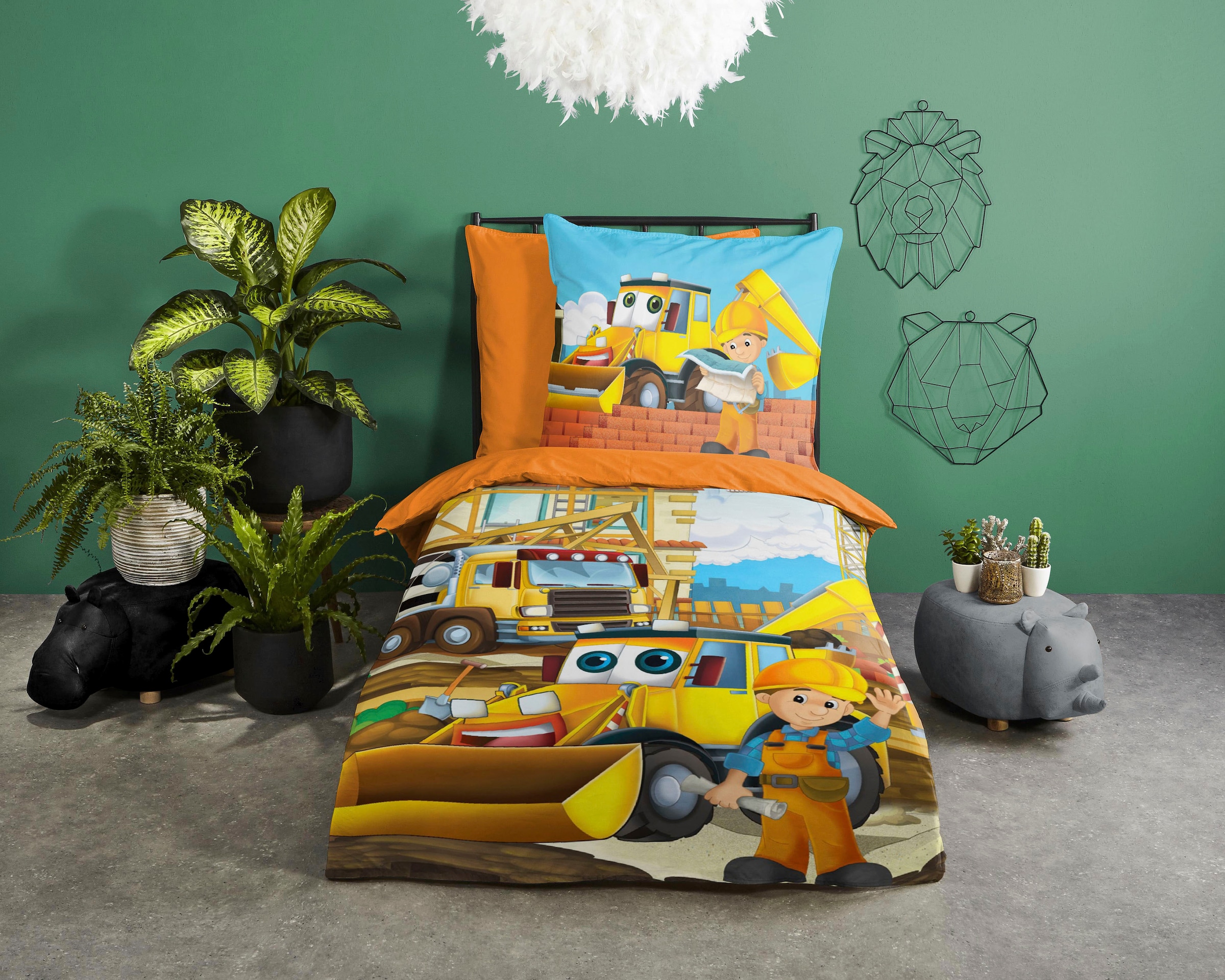 good morning Kinderbettwäsche Building, Renforcé, 2 günstig online kaufen
