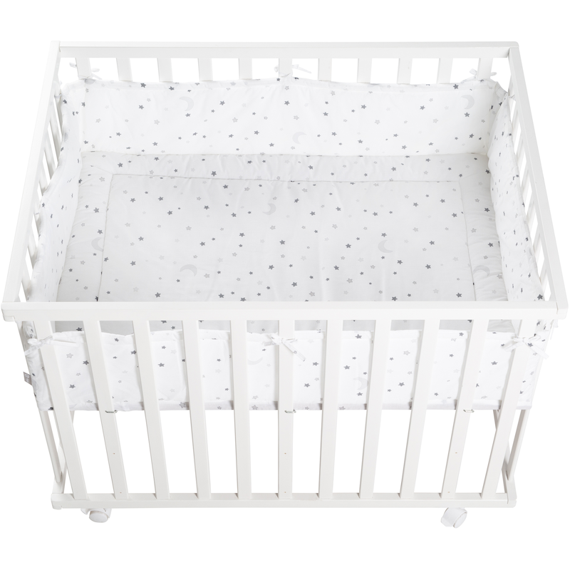 ROBA Laufgitter »Sternenzauber grau, 100x75 cm« bis 15 kg mit Stoffeinlage und Nestchen weiß