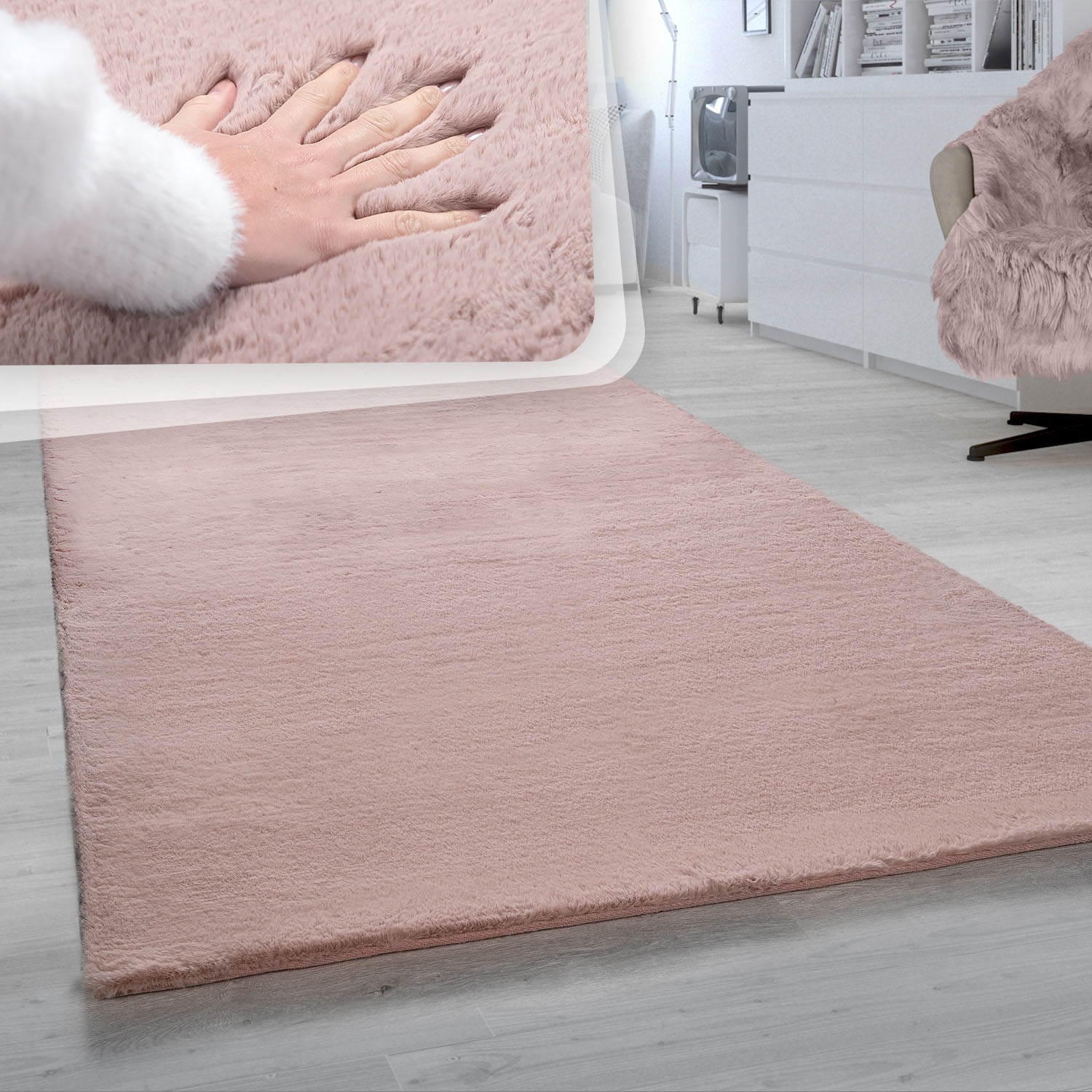 Paco Home Fellteppich »Rabbit 780« oval 26 mm Höhe Kunstfell, Kaninchenfell günstig online kaufen