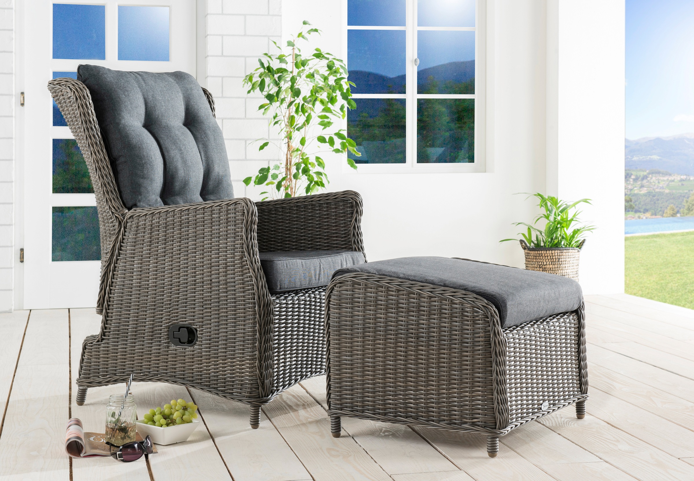 Destiny Gartenlounge-Set »CASA RELAX CASA« 1x Sessel, 1x Fußhocker, inkl. A günstig online kaufen