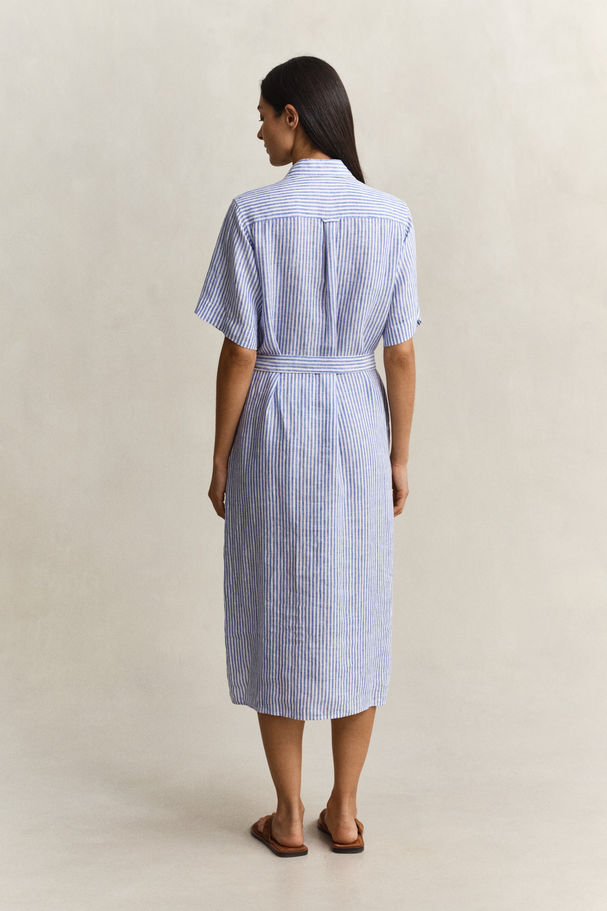 Gant Hemdblusenkleid »STRIPED LINEN« Seitennahttaschen Regular fit mit Bindegürtel
