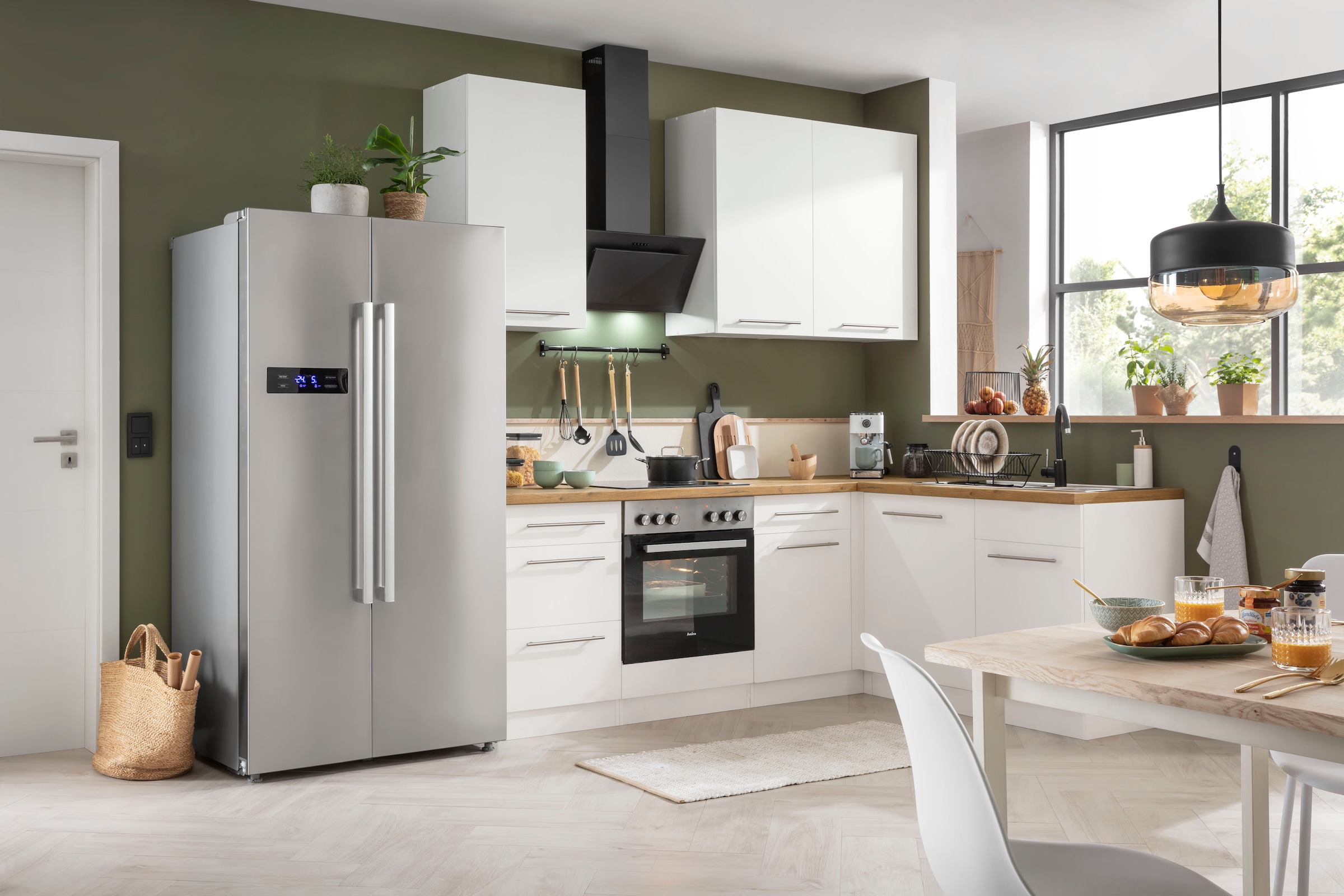 wiho Küchen Winkelküche »Unna« mit E-Geräten, Stellbreite 220 x 170 cm