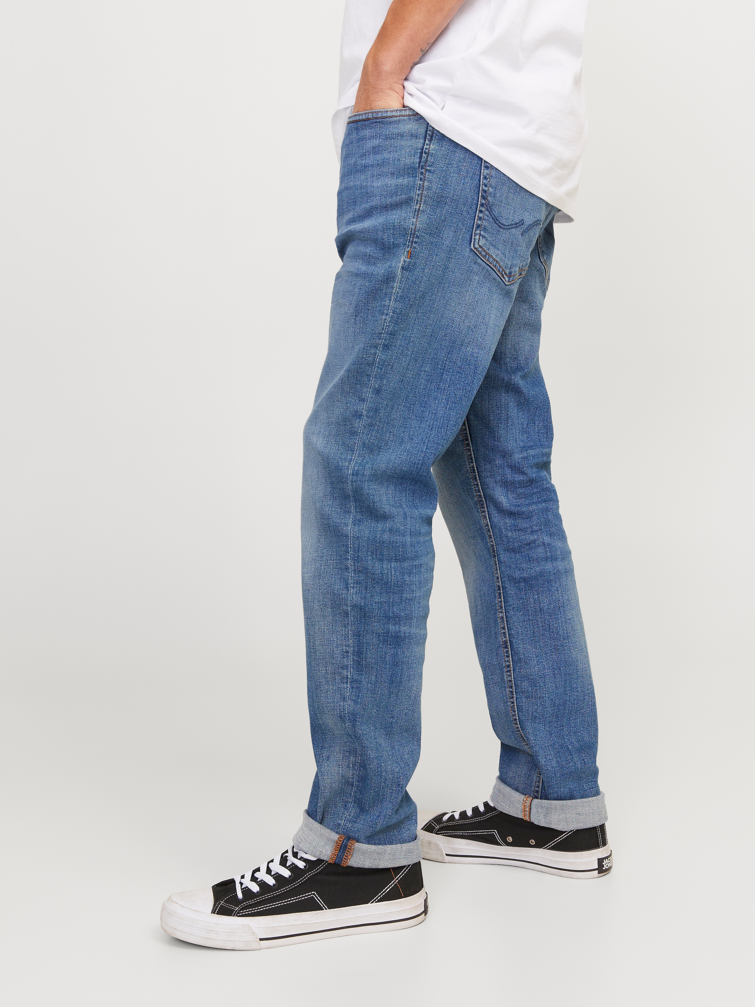 Jack & Jones Slim-fit-Jeans »JJITIM mit Waschung und praktischen Taschen« Abriebeffekte, modisch, slim fit, Denim