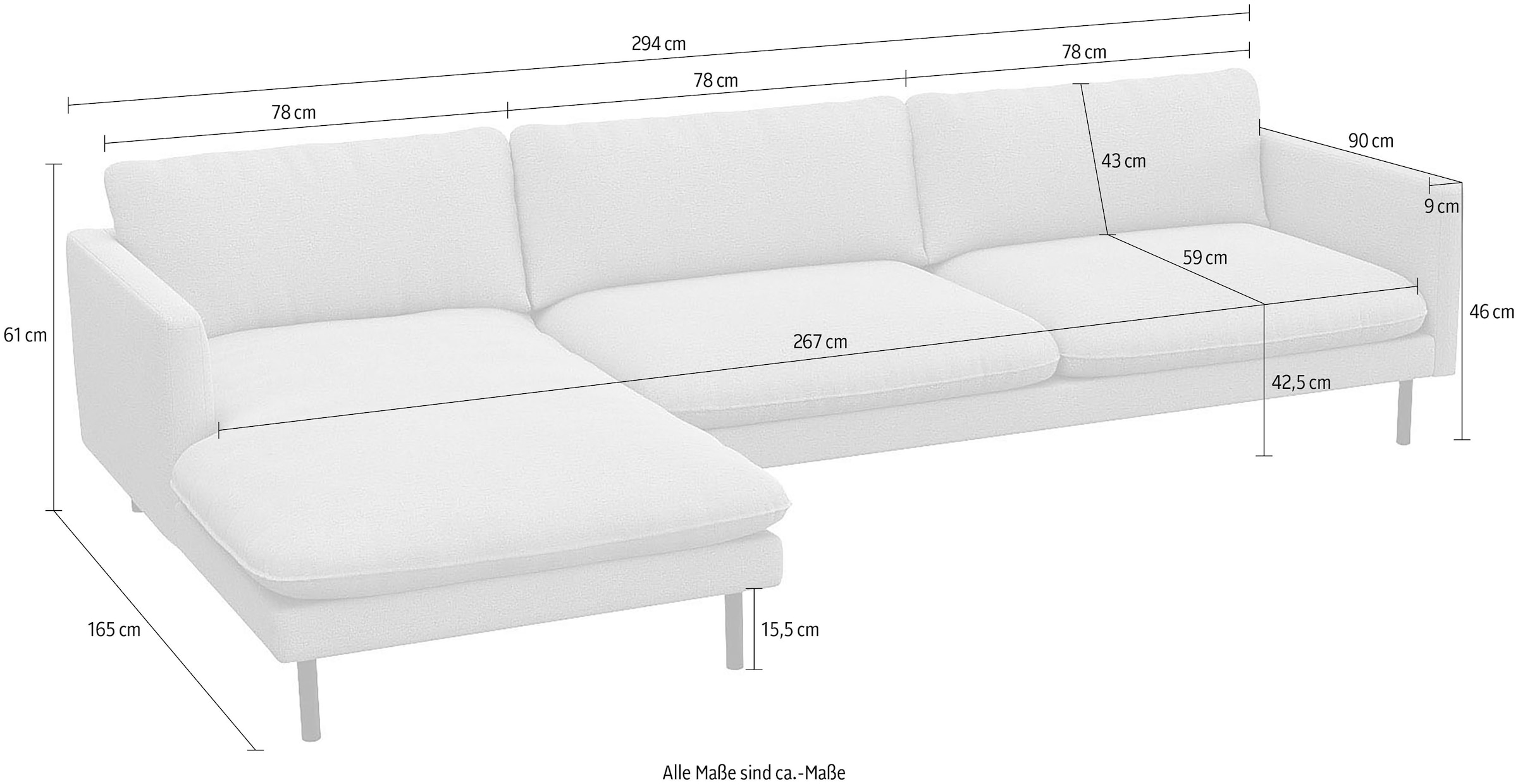 FLEXLUX Ecksofa »Bolzano, elegant und bequem, L-Form«, Sitzaufbau mit Kaltschaum & Stahl-Wellen, loose Sitz -& Rückenkissen