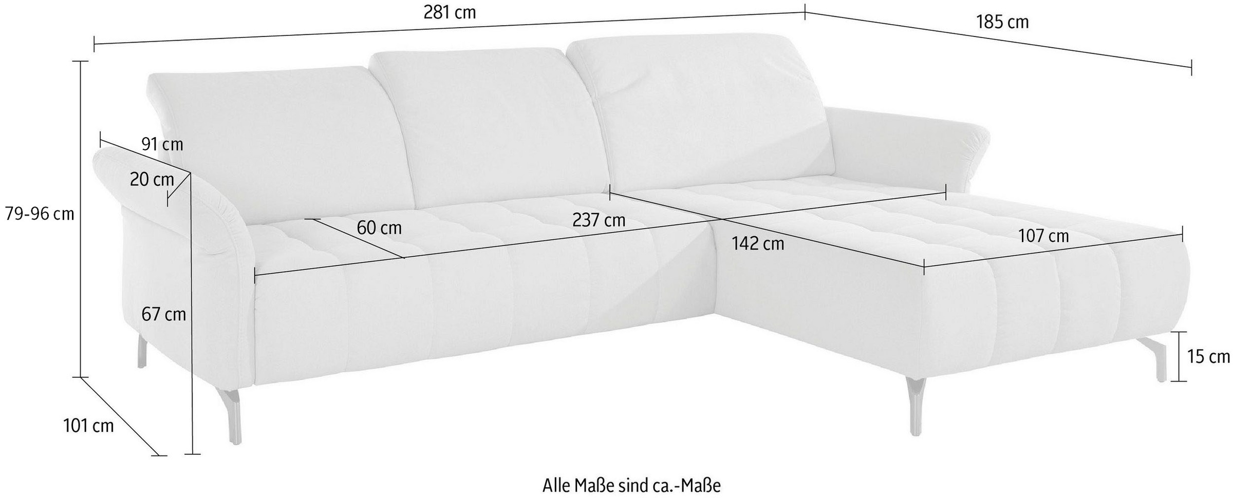 INOSIGN Ecksofa »Fresh L-Form«, Federkern, wahlweise Kopfteilverstellung und motorischer Vorziehsitz