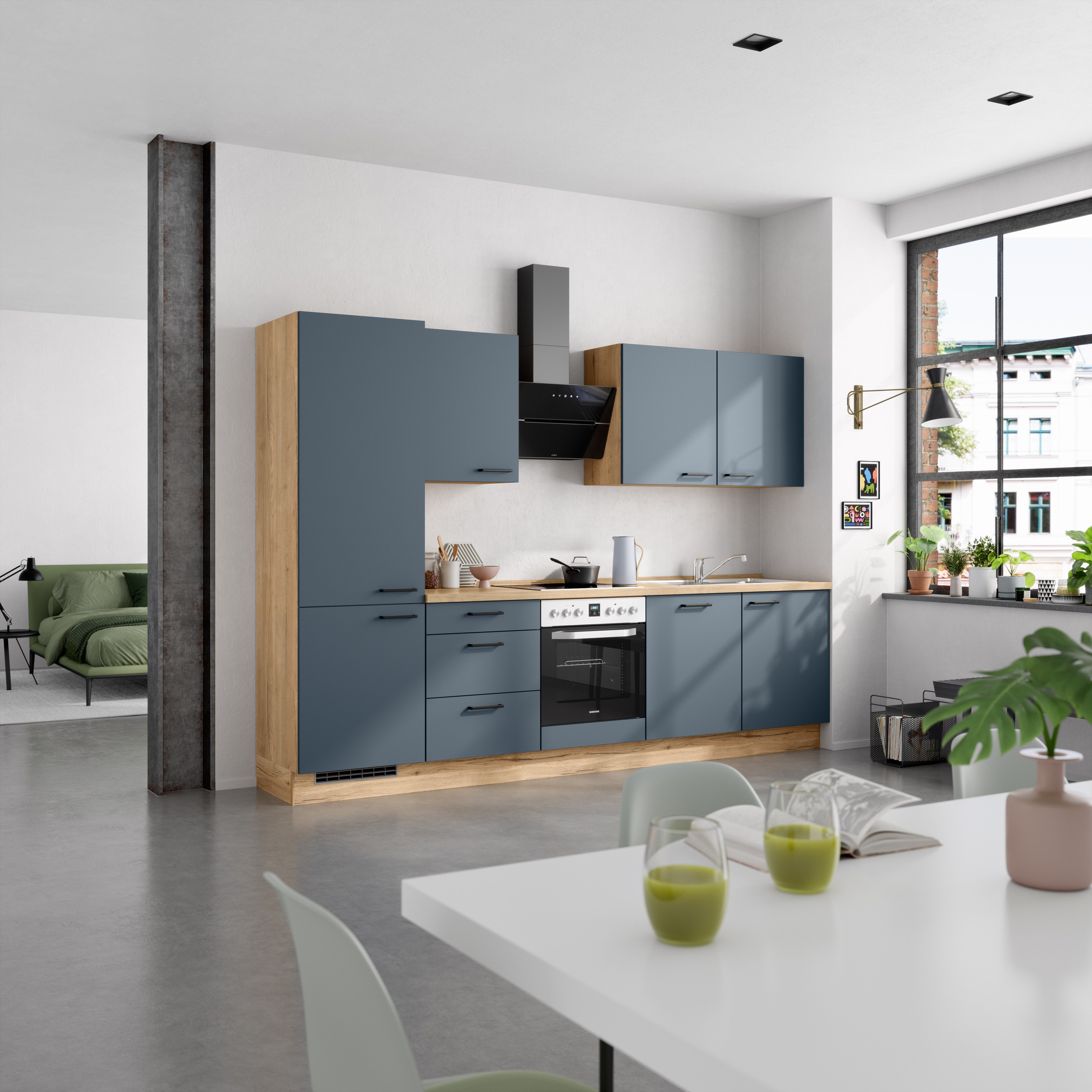 nobilia® Küchenzeile »"Easytouch II"«, vormontiert, Ausrichtung wählbar, Breite 300 cm, wahlw. mit E-Geräten