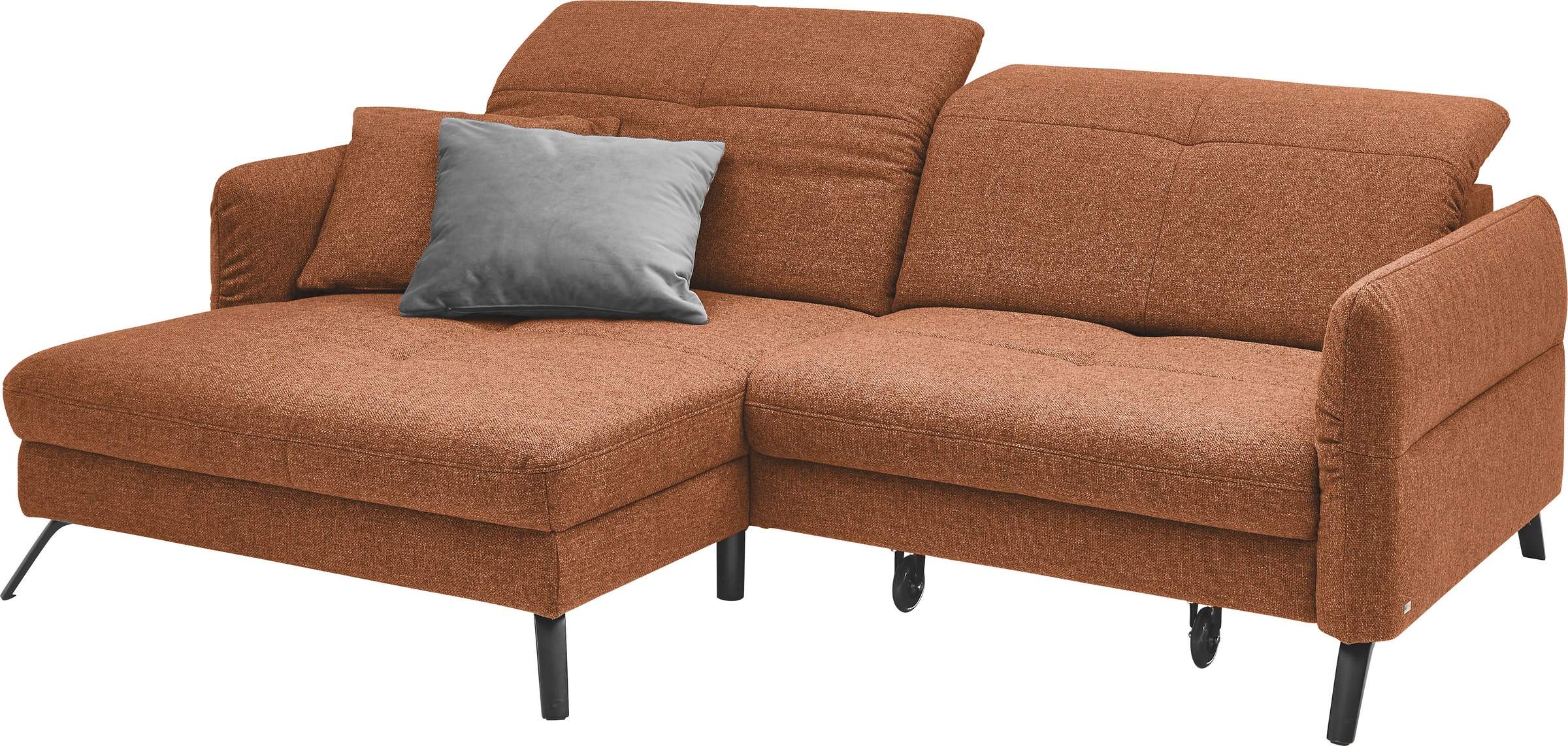 set one by Musterring Ecksofa »SO 4400 V«, wahlweise mit motorischer Bettfunktion & Kopfverstellung, Fuß schwarz