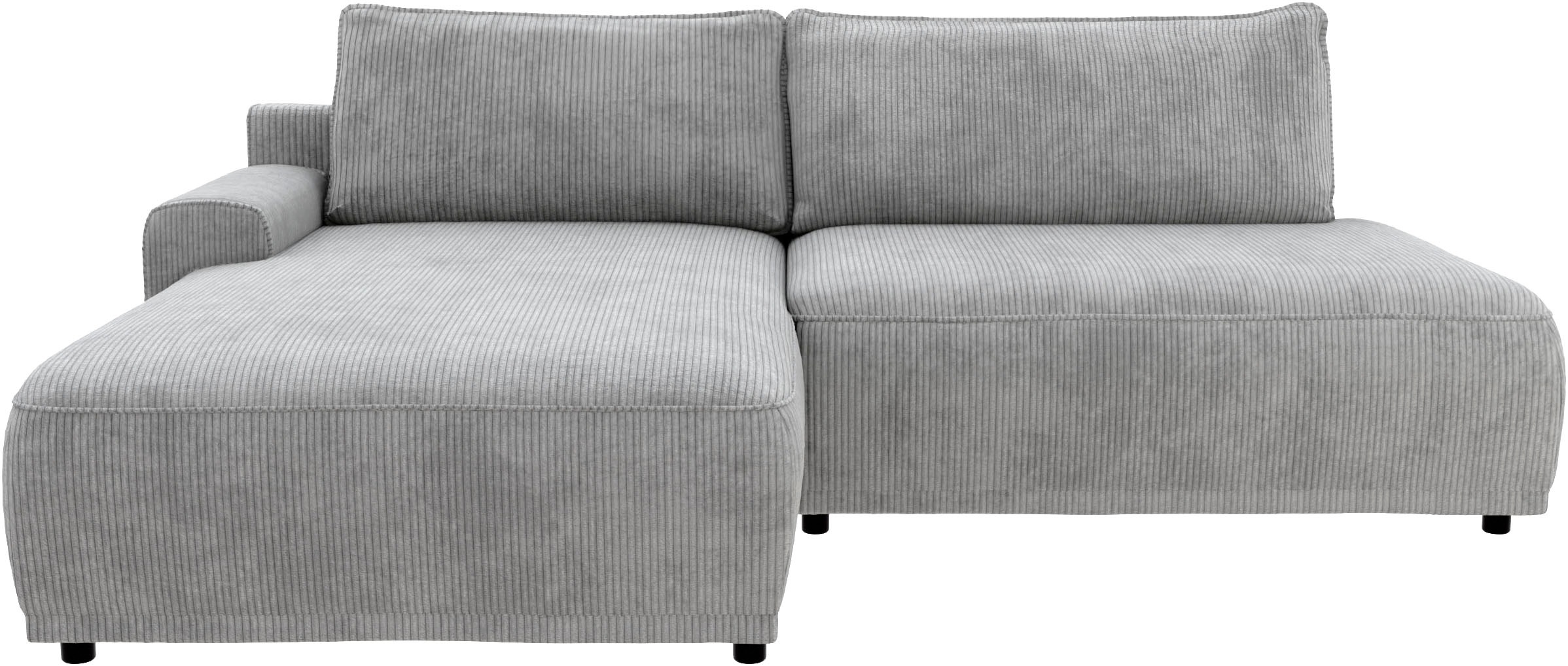 TRENDMANUFAKTUR Ecksofa »Fordon II, Schlafsofa mit Bettkasten, Couch in L-Form, Breite 250 cm«, in Cordstoff HYPER, betongrau, Armlehne links