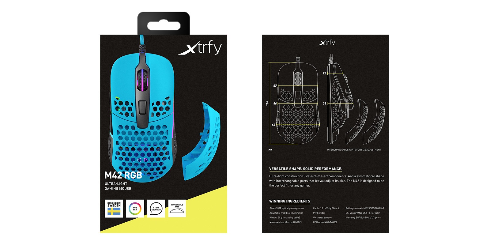 Cherry Xtrfy Gaming-Maus »M42 RGB«, kabelgebunden, ultraleichte Gaming-Maus