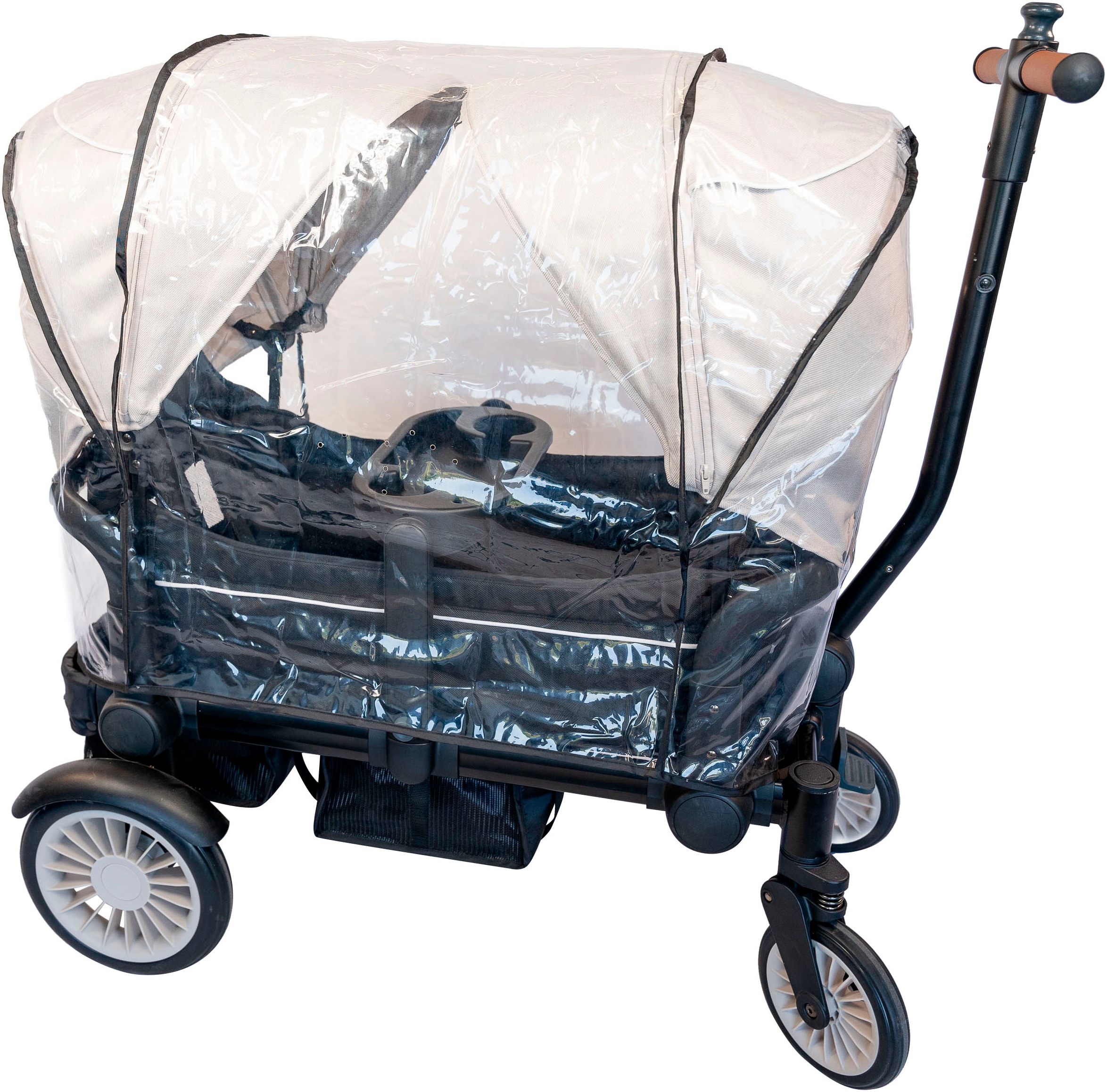 BabyGo Bollerwagen »Cozy Rider«, (Set, 7 tlg., inkl. 2x Sonnenschutz, Tisch, Moskito- u. Regenschutz, Flaschenhalter), klein zusammenfaltbar