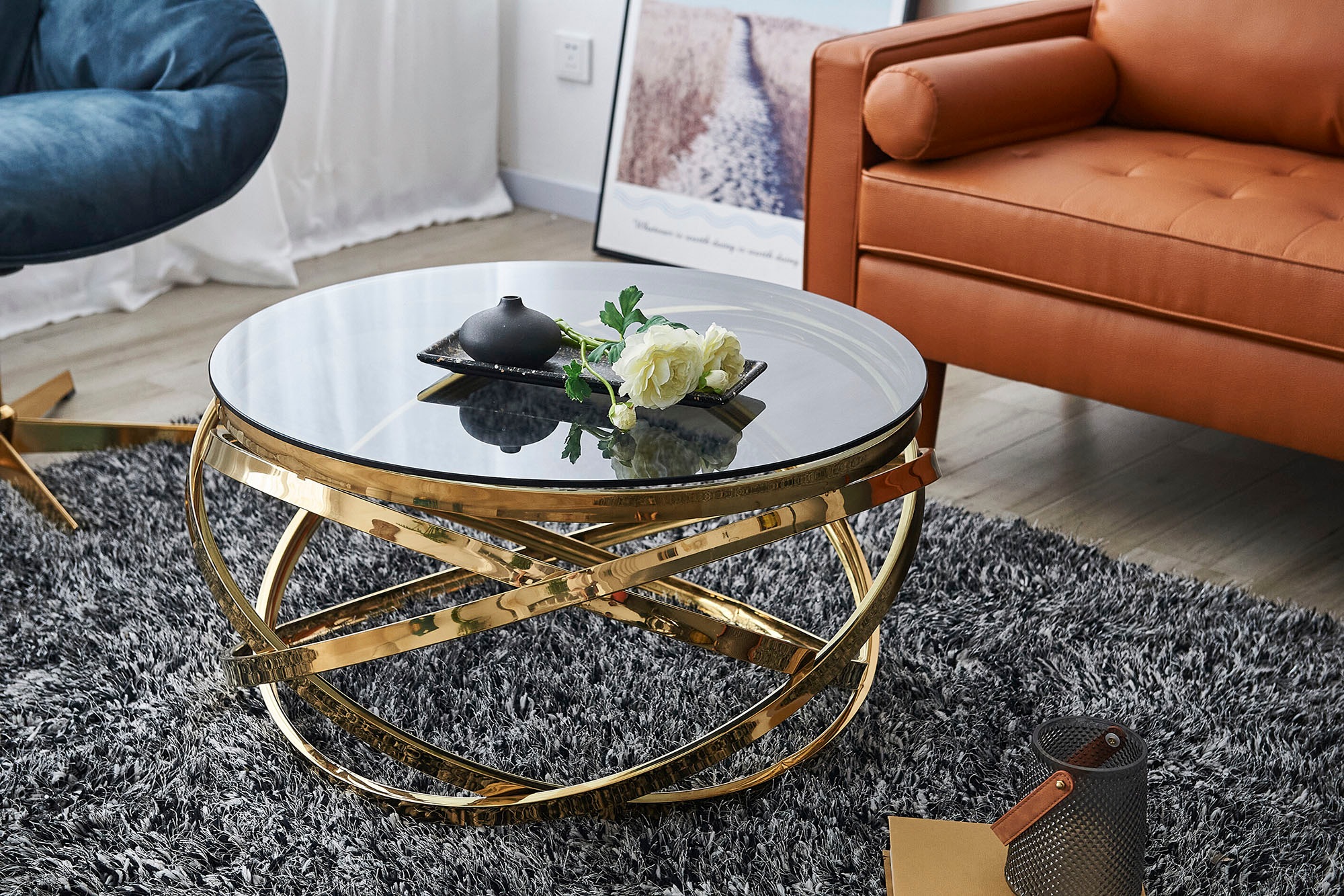 SalesFever Couchtisch, Gestell gefertigt aus rostfreiem Edelstahl