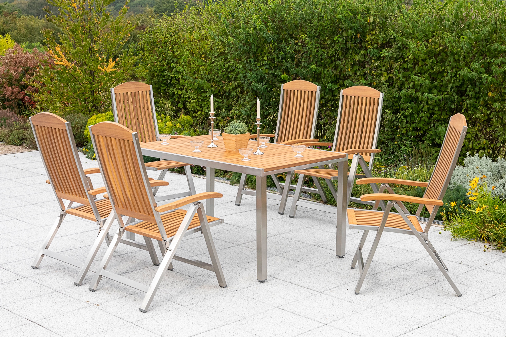 MERXX Garten-Essgruppe »Keros« 7 Stk. tlg. 6 Klappsessel mit Tisch günstig online kaufen