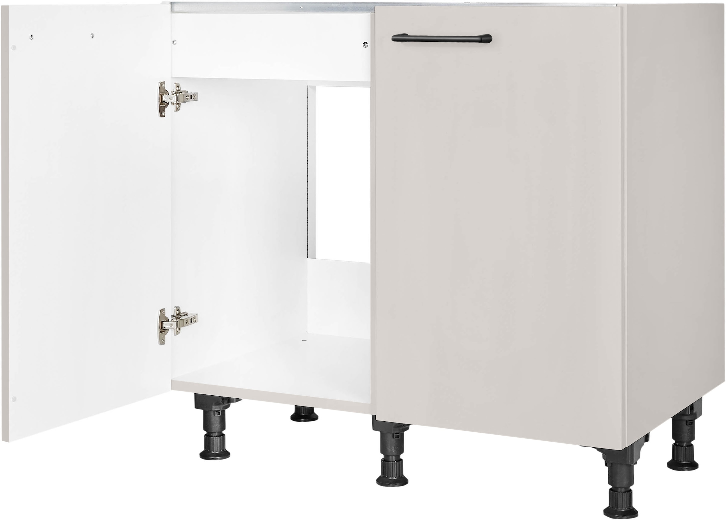 nobilia® Spülenschrank »"MIAMI", vormontiert, mit höhenverstellbaren Sockelfüßen,« Breite 90 cm