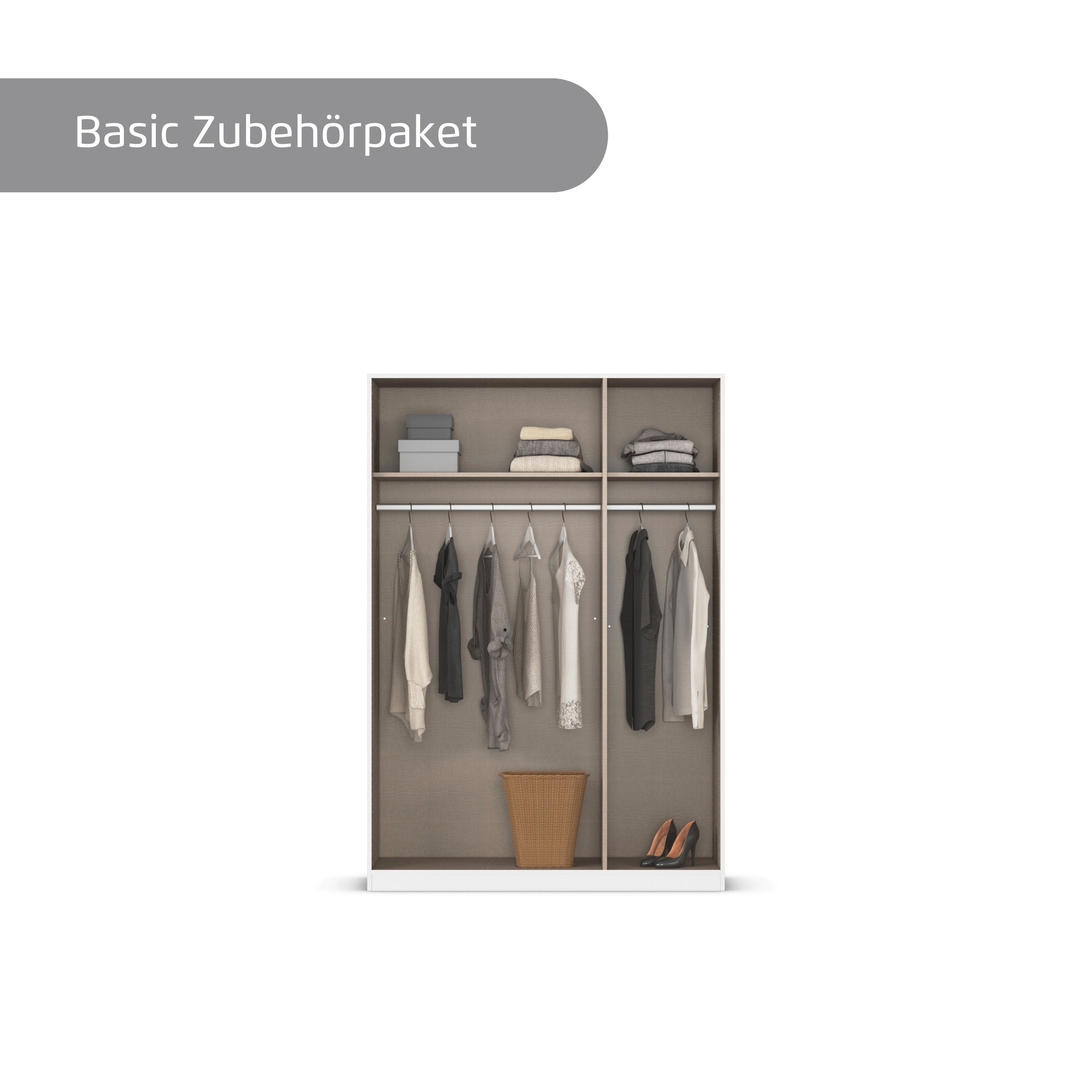 rauch Kleiderschrank »Drehtürenschrank Schrank Garderobe Wäscheschrank Schlafzimmer AVOLA«, (in 3 verschiedenen Ausstattungen BASIC/CLASSIC/PREMIUM), mit hochwertigen Stangengriffen in Schwarz aus Metall MADE IN GERMANY
