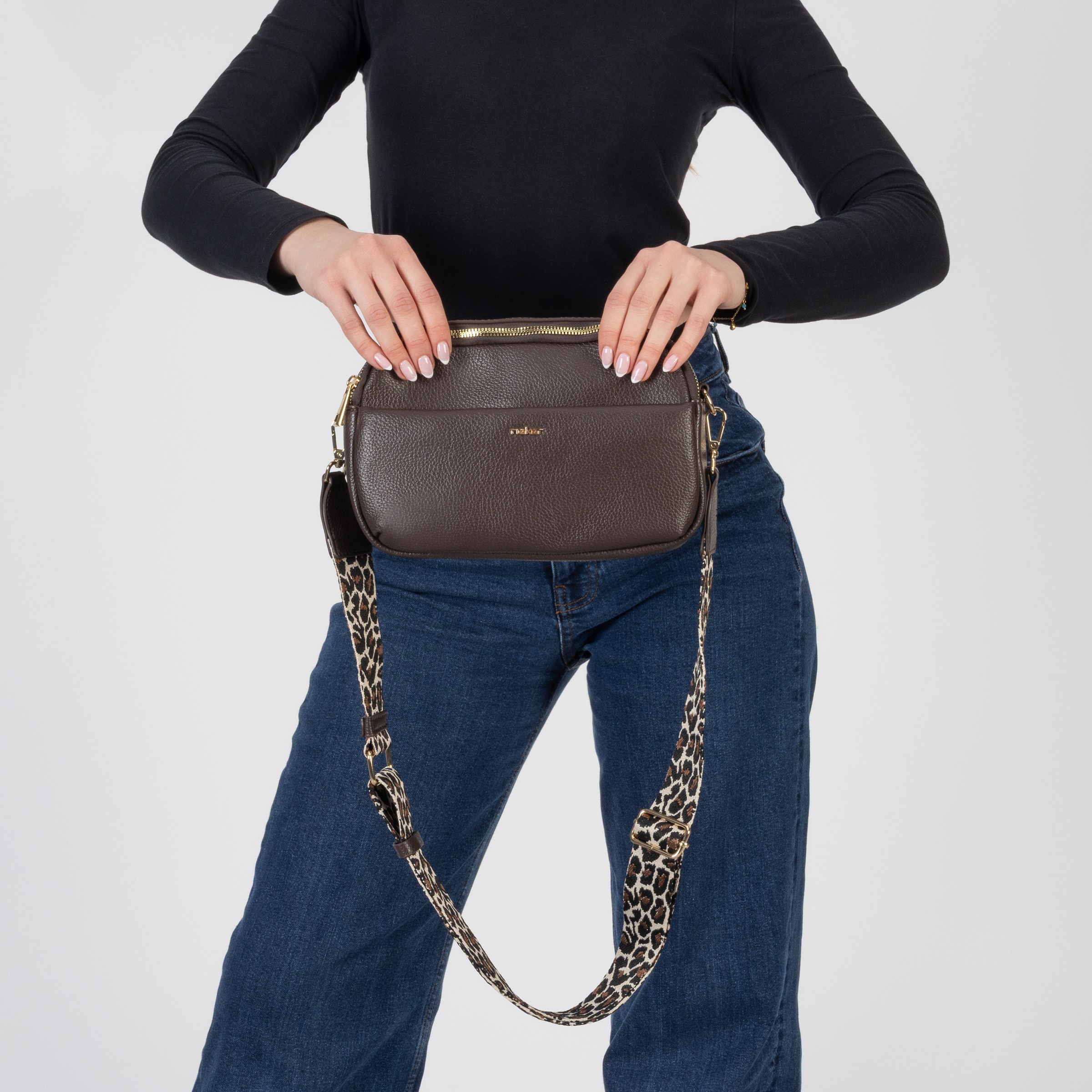 Rieker Umhängetasche Damen Schultertasche, Handtasche mit zwei Reißverschlüssen