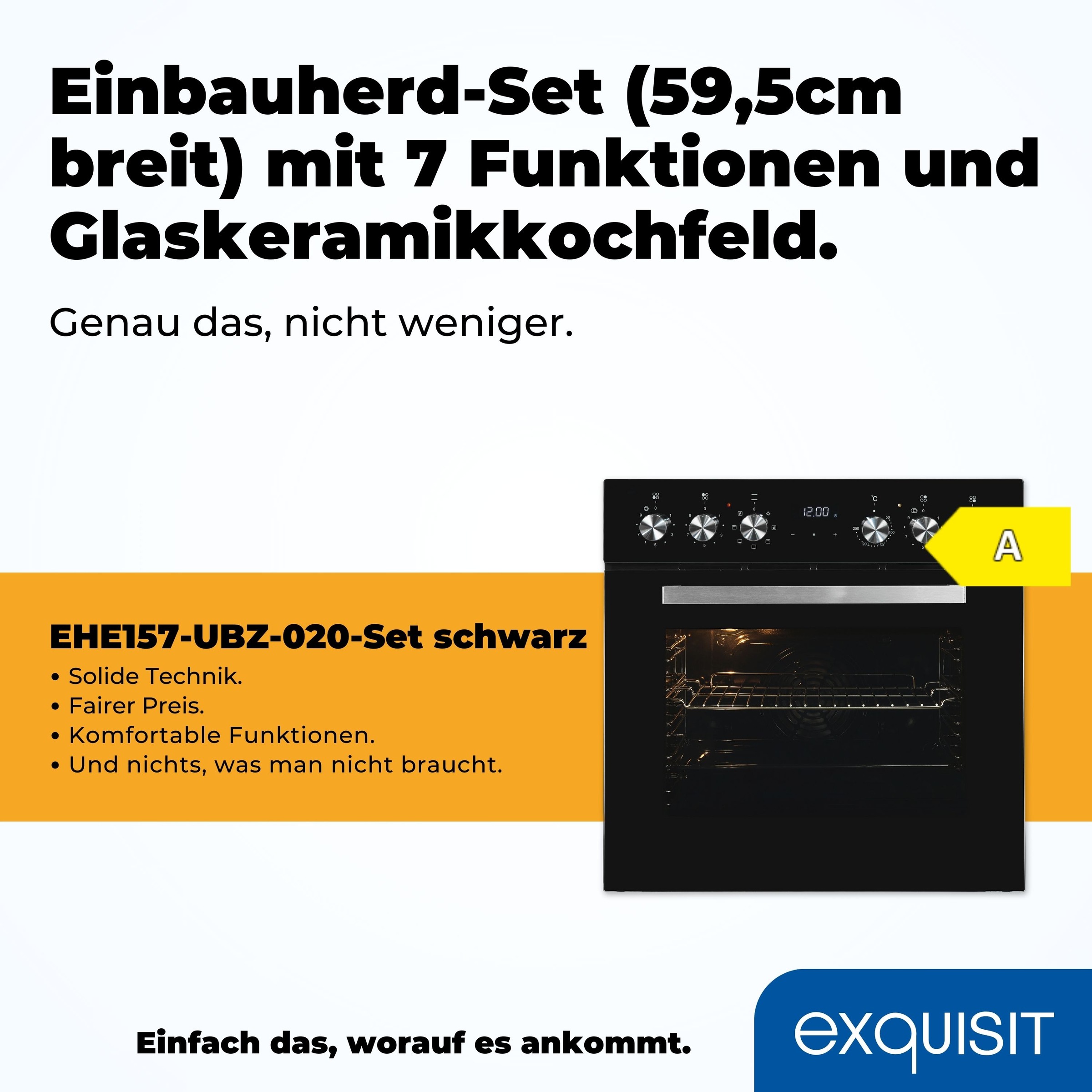 exquisit Elektro-Herd-Set »EHE157-UBZ-020«, mit Teleskopauszug nachrüstbar