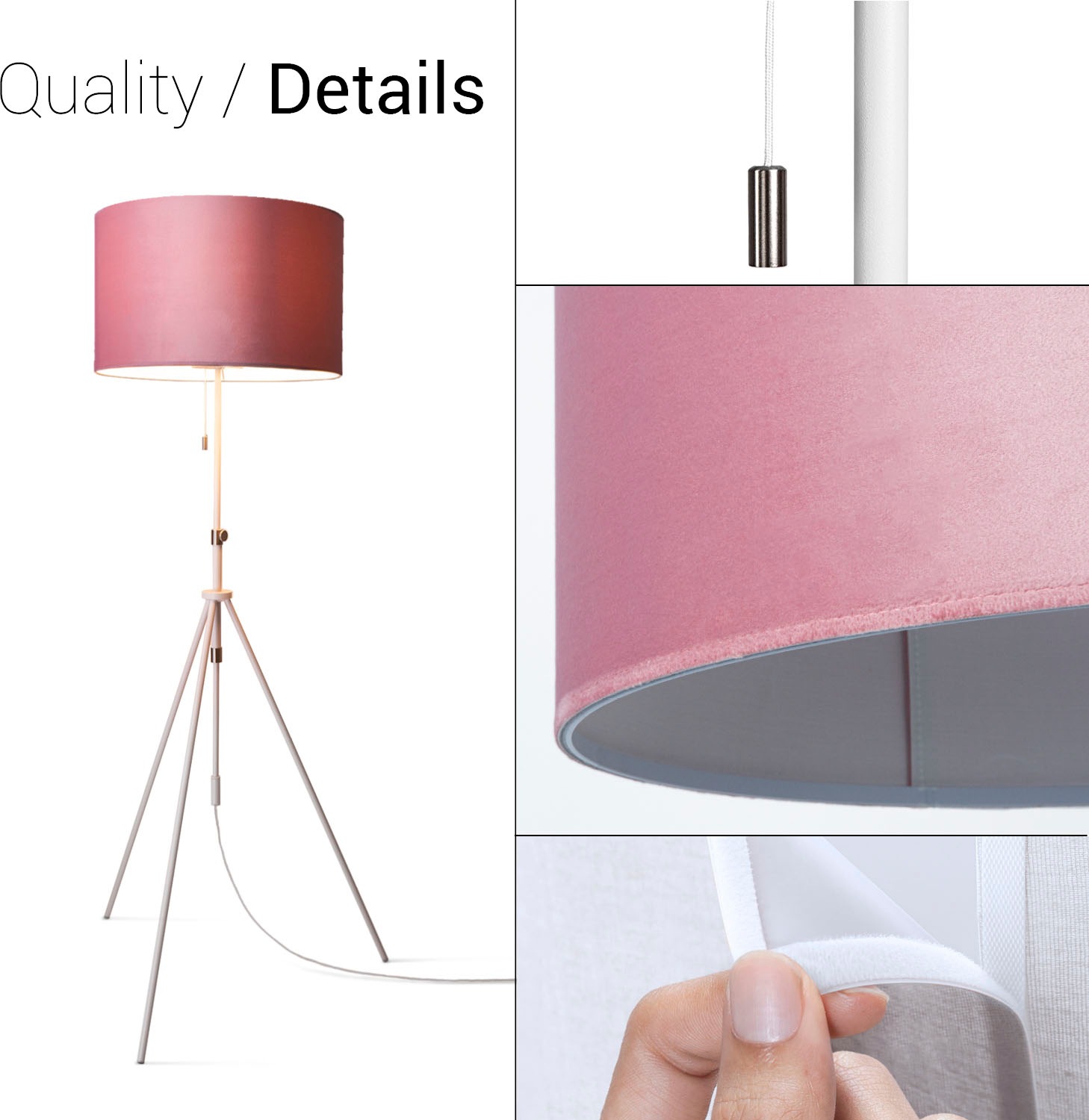 Paco Home Stehlampe »Naomi uni Color« E27 Wohnzimmer Höhenverstellbar 121,5 bis 176,5 cm Zugschalter Velour