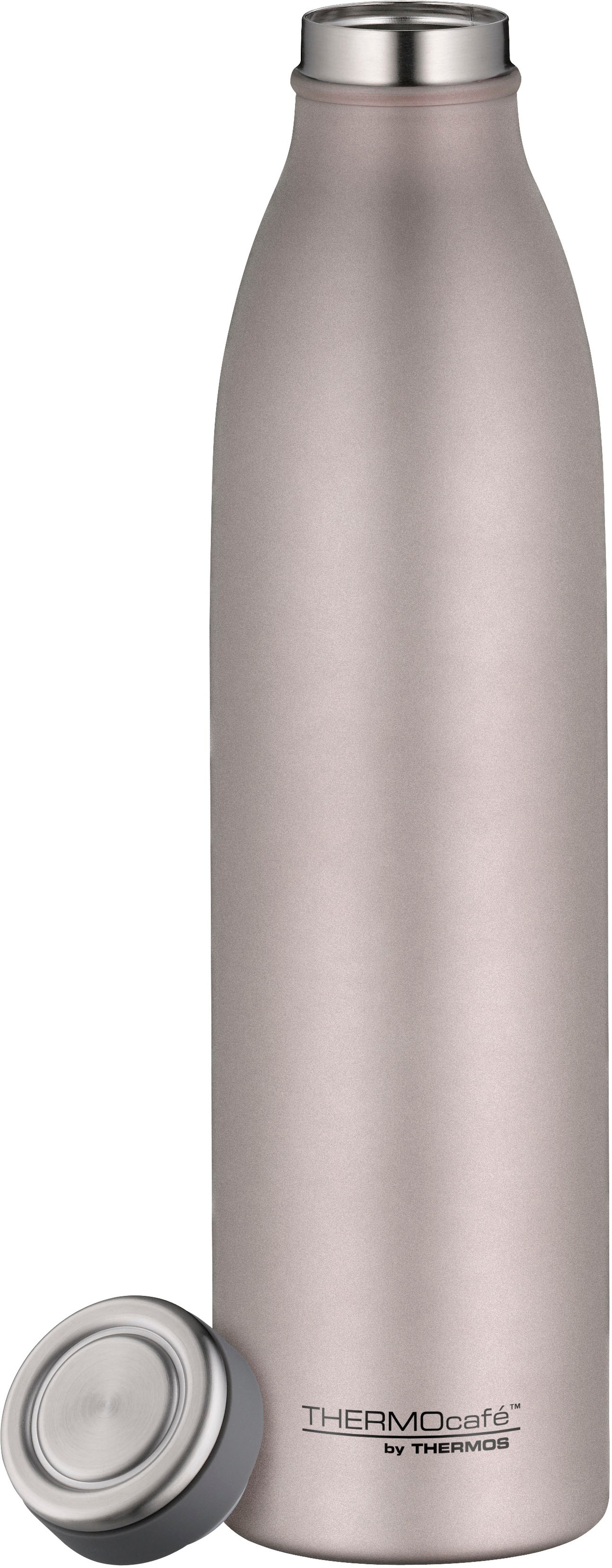 THERMOcafé Isolierflasche »TC BOTTLE, aus doppelwandigem Edelstahl, spülmaschinenfest«, (1 tlg.), gummierter Drehverschluss, absolut dicht bei Kohlensäure
