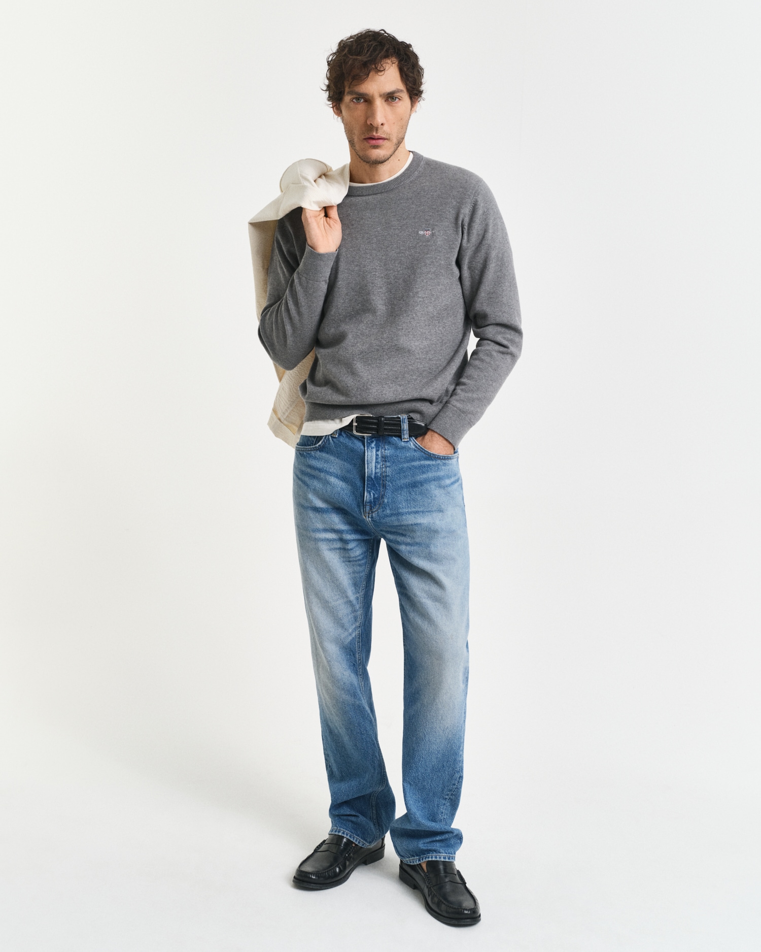 Gant Rundhalspullover »CLASSIC COTTON C-NECK« Premium Strickpullver aus weicher 100% Baumwolle, Übergangspullover