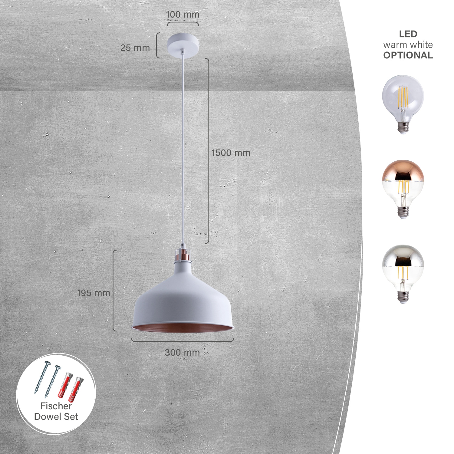 Paco Home Pendelleuchte »JAMES«, 1 flammig, Leuchtmittel E27 | ohne Leuchtmittel, Küchenlampe Hängend Hängelampe Esszimmer Esstischlampe Industrial