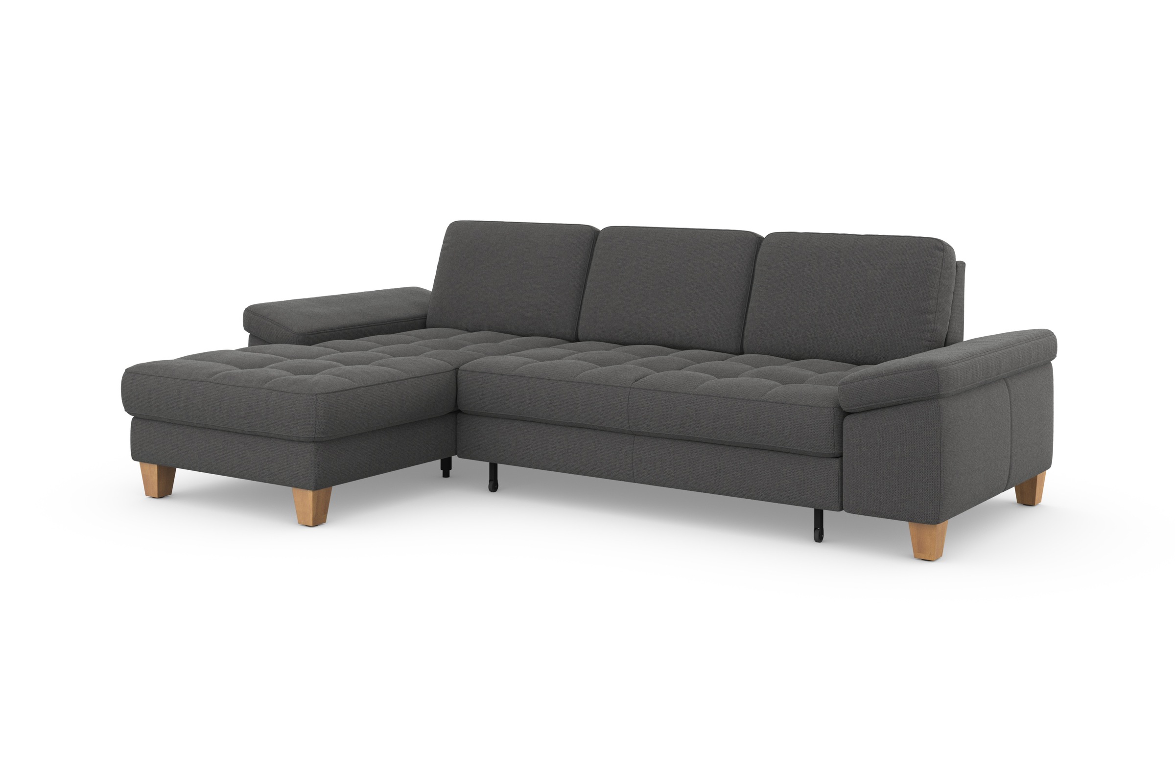 sit&more Ecksofa »Westham L-Form«, mit Recamiere, mit oder ohne Bettfunktion, Bettkasten, Füße Eiche