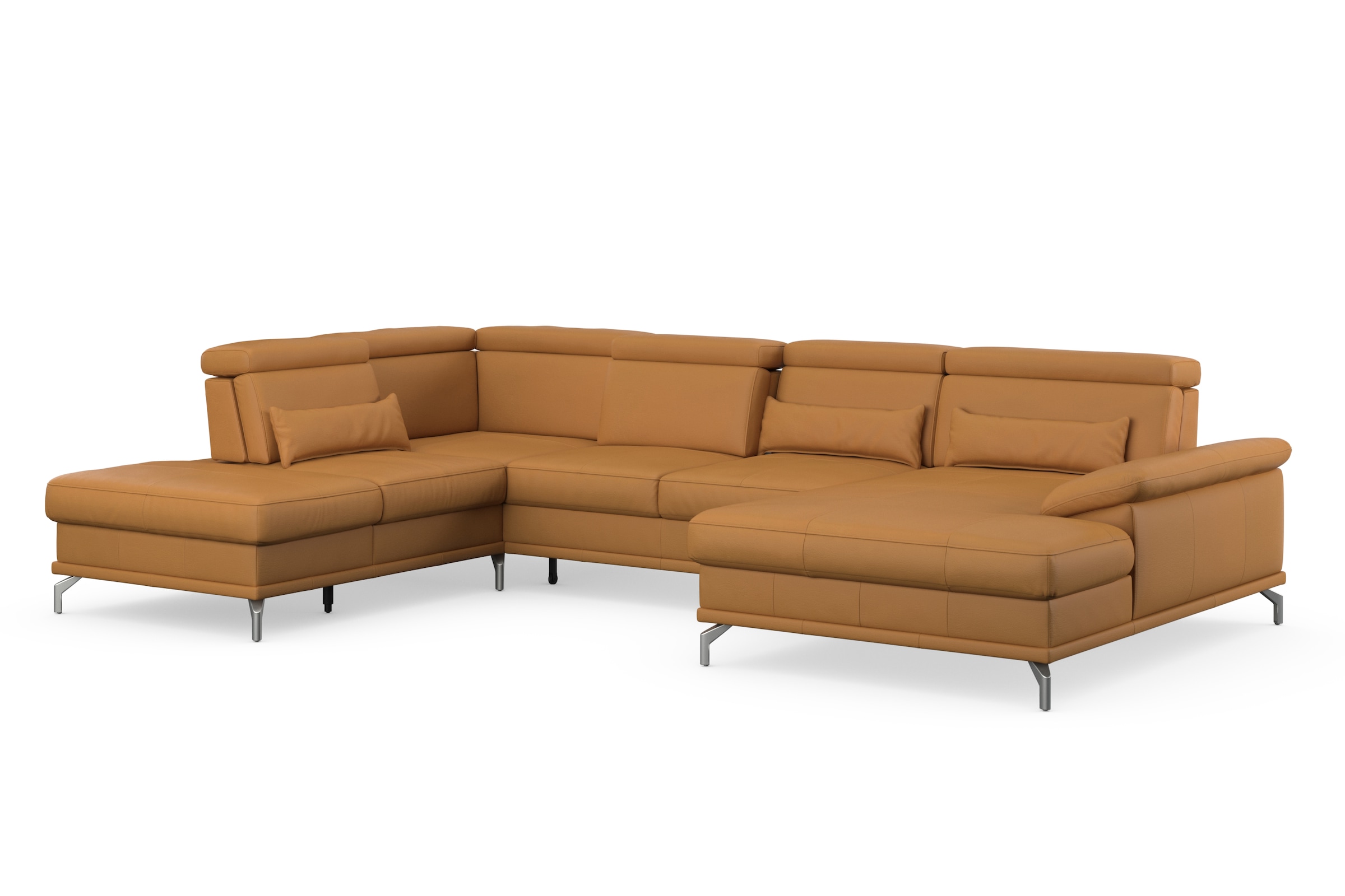 sit&more Wohnlandschaft »Cabrio U-Form, mit Sitztiefenverstellung, Arm- und Kopfteilverstellung«, 3 Nierenkissen, Federkern, optional Bettfunktion und Stauraum